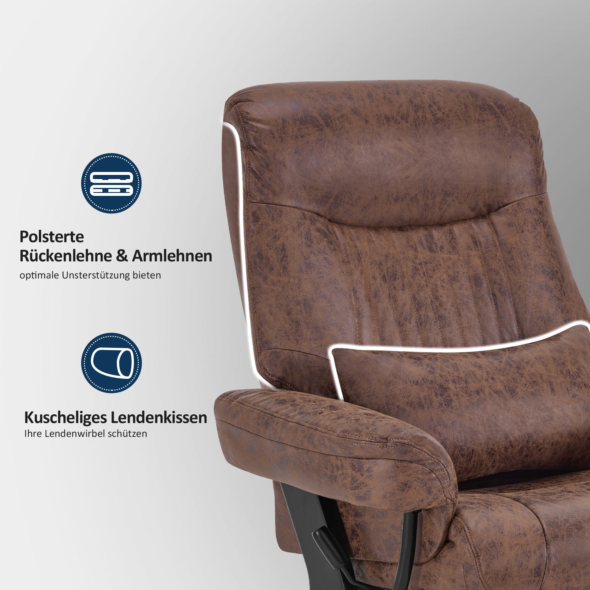 Relaxfauteuil met Hocker - 360° Draaibaar, Kussen & Zaktas, tot 120 kg (9035) – foto 5