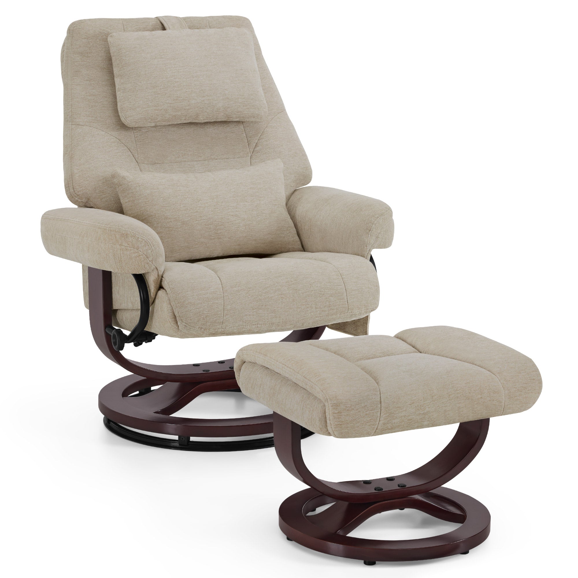 Relaxfauteuil met Hocker - 360° Draaibaar, Verstelbaar Kussen & Zaktas (9046) – foto 2