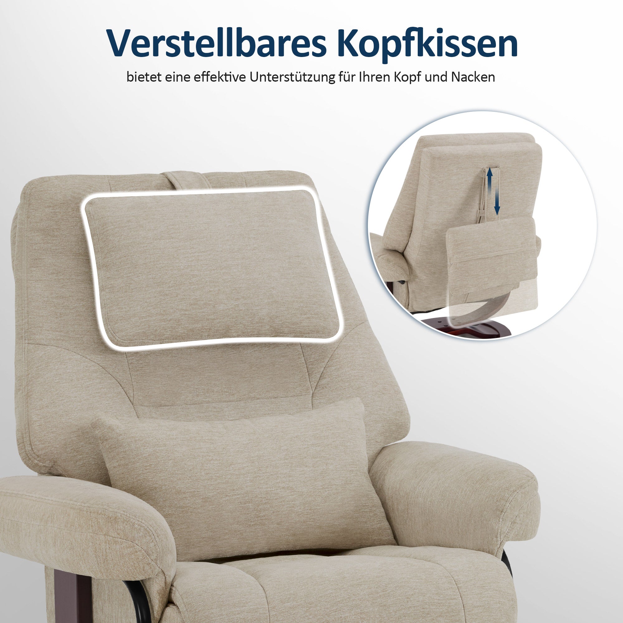 Relaxfauteuil met Hocker - 360° Draaibaar, Verstelbaar Kussen & Zaktas (9046) – foto 14