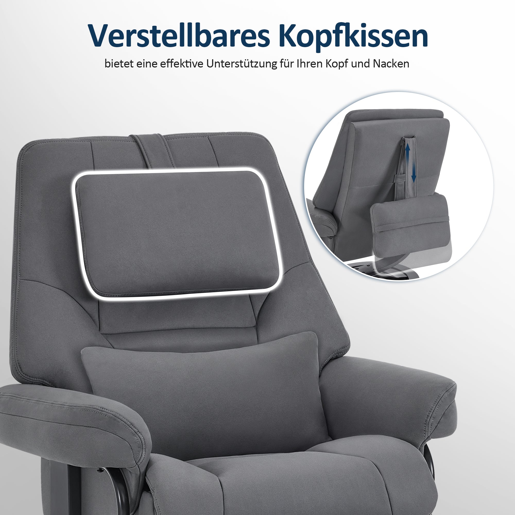 Relaxfauteuil met Hocker - 360° Draaibaar, Verstelbaar Kussen & Zaktas (9046) – foto 7