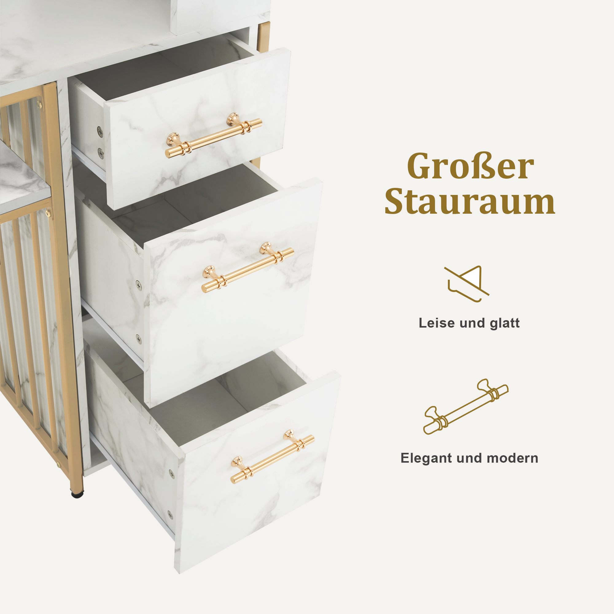Bureau met 3 lades, Nageltafel van hout & metaal, Kaptafel & Computertafel – foto 5