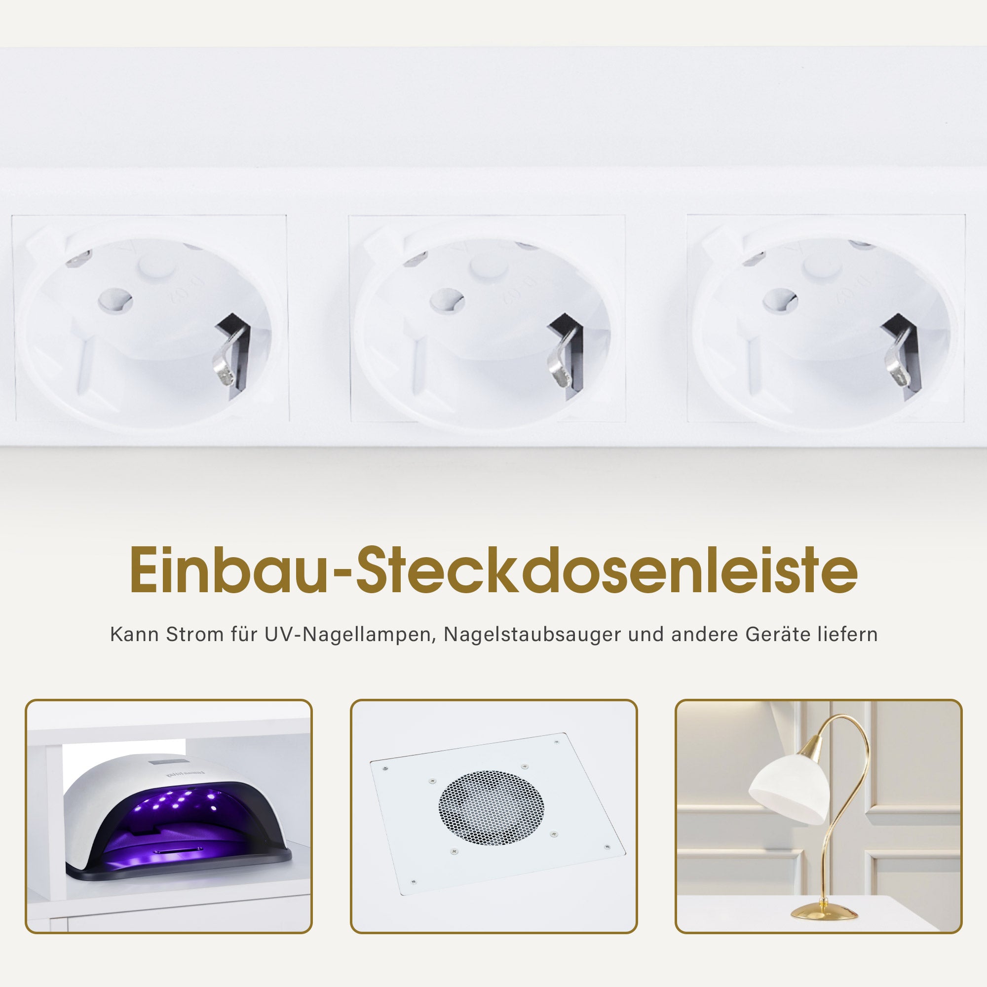 Nageltafel met 4 lades, plank, glasplaat, afzuiging en 2 stofzakken (wit) – foto 6