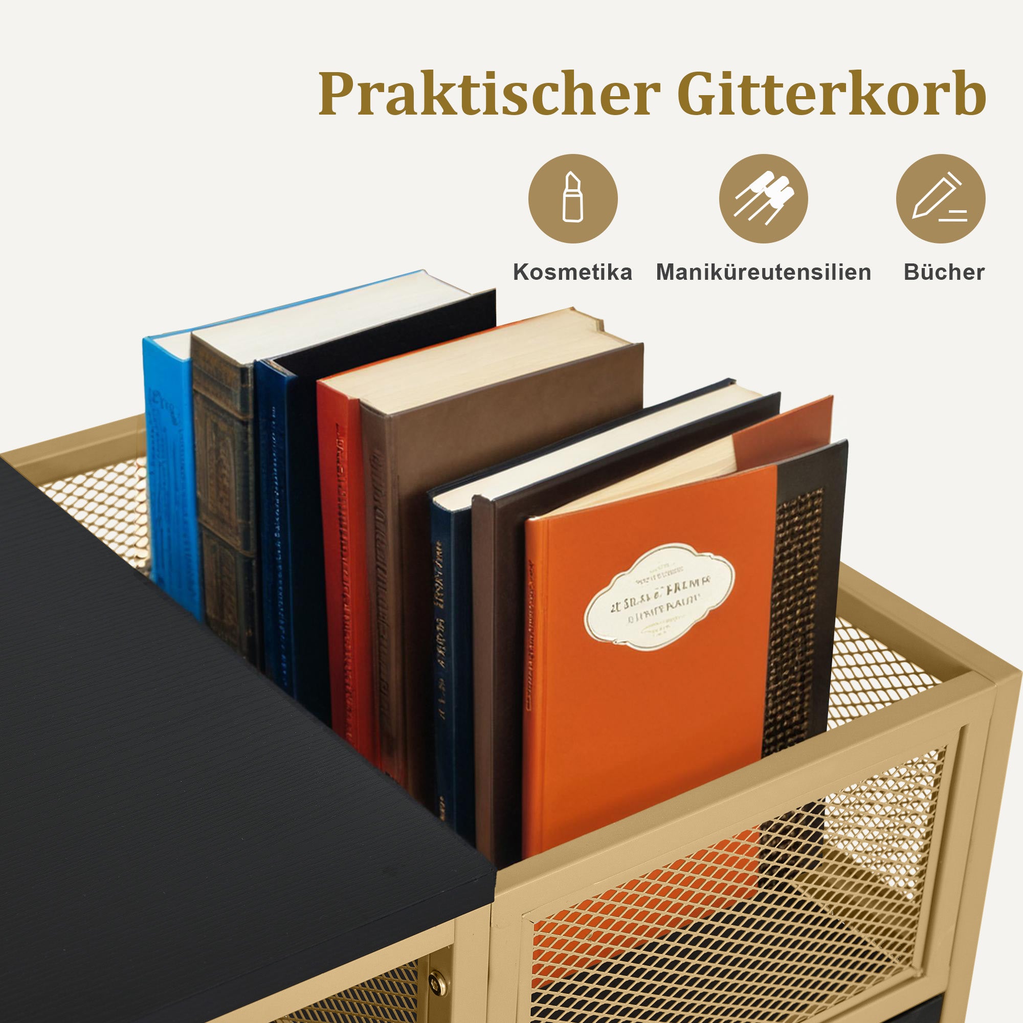 Bureau met 6 lades, Nageltafel van hout & metaal, Kaptafel & Opbergtafel – foto 12