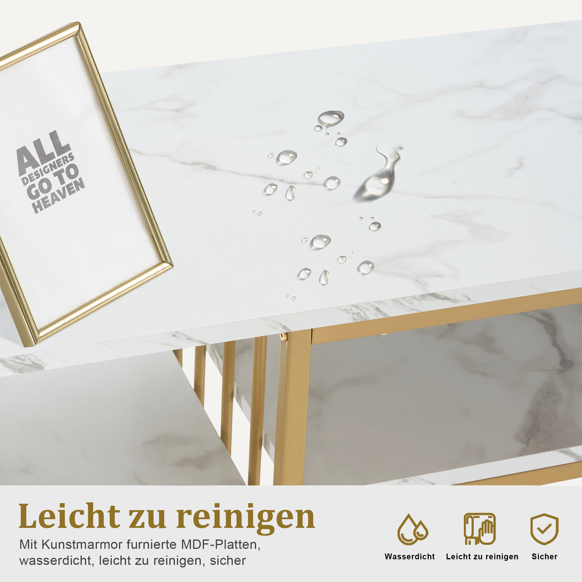 Bureau met 6 lades, Nageltafel van hout & metaal, Kaptafel & Opbergtafel – foto 7