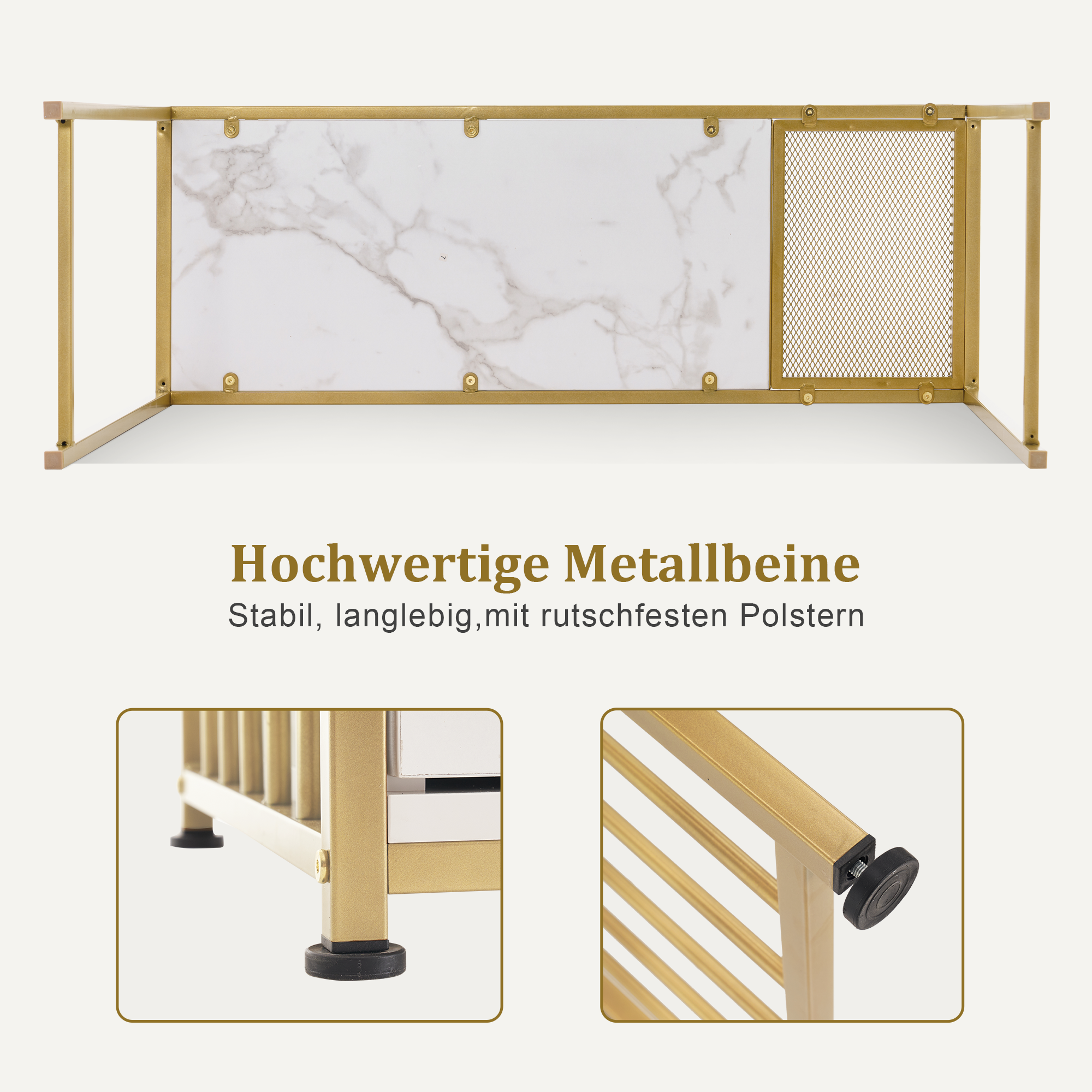Bureau met lades, kaptafel zonder spiegel, nageltafel, hout met metalen frame – foto 5