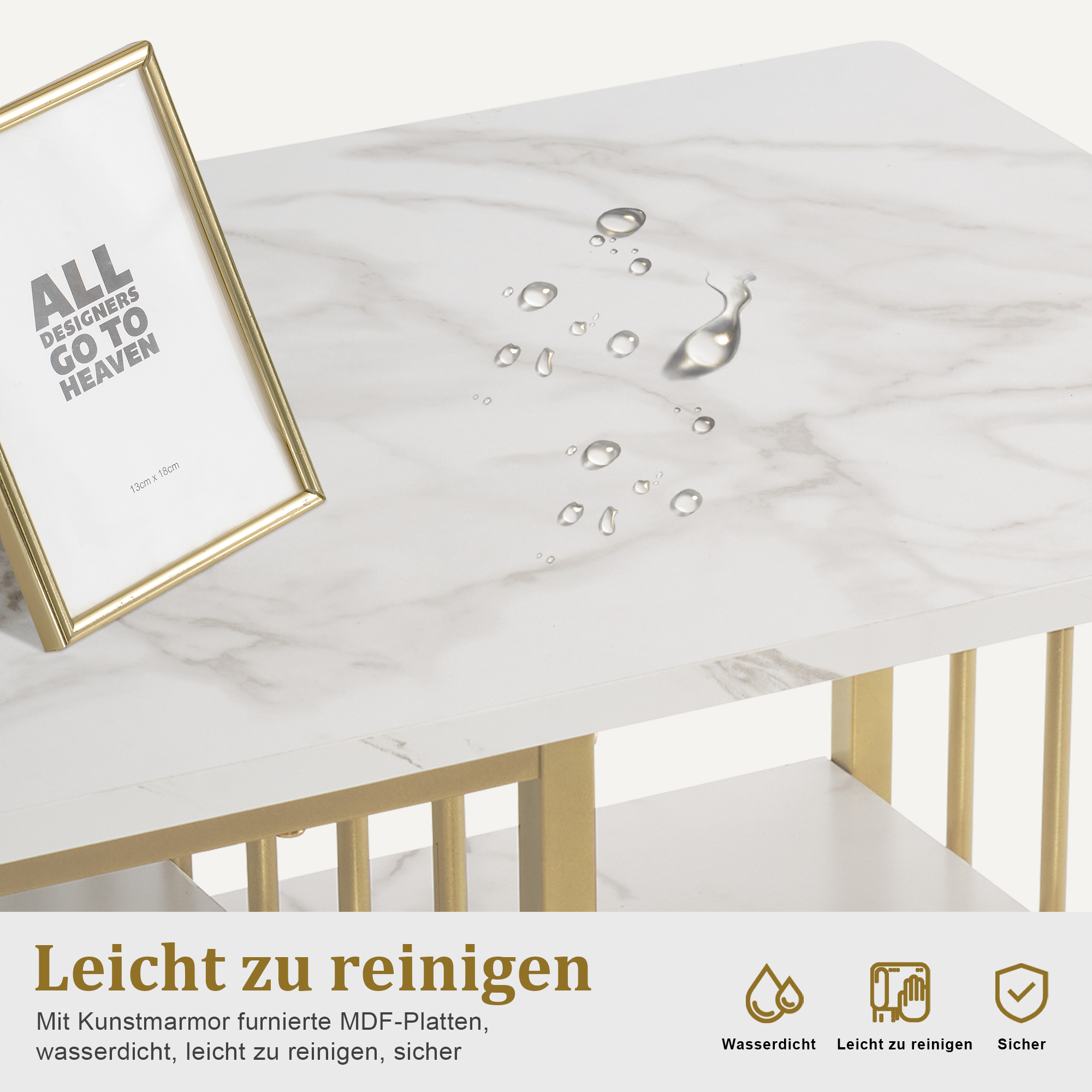 Bureau met lades, kaptafel zonder spiegel, nageltafel, hout met metalen frame – foto 7