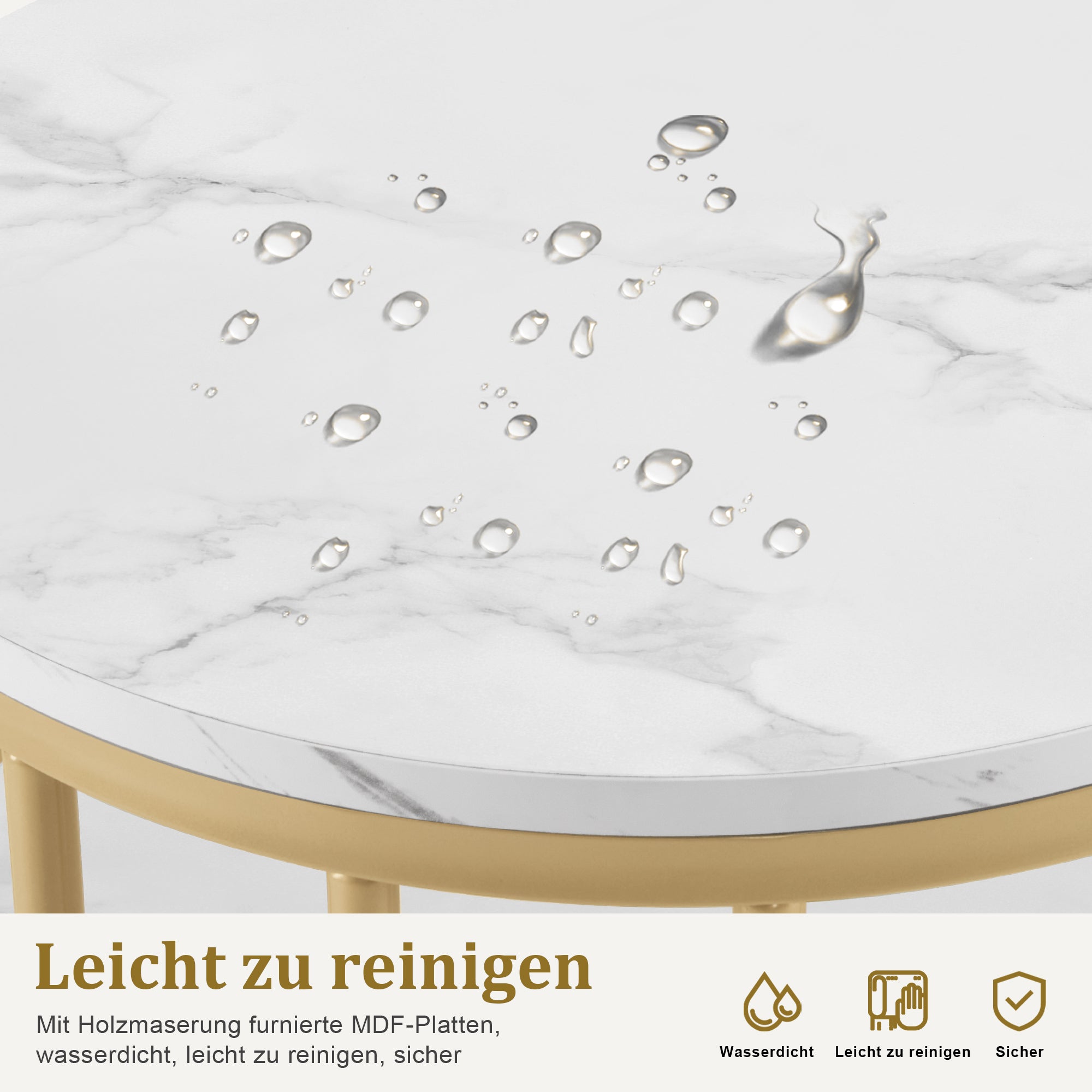 Bureau zonder lades, Manicuretafel, Wit Marmer/Goud, 45x114x78cm – foto 5