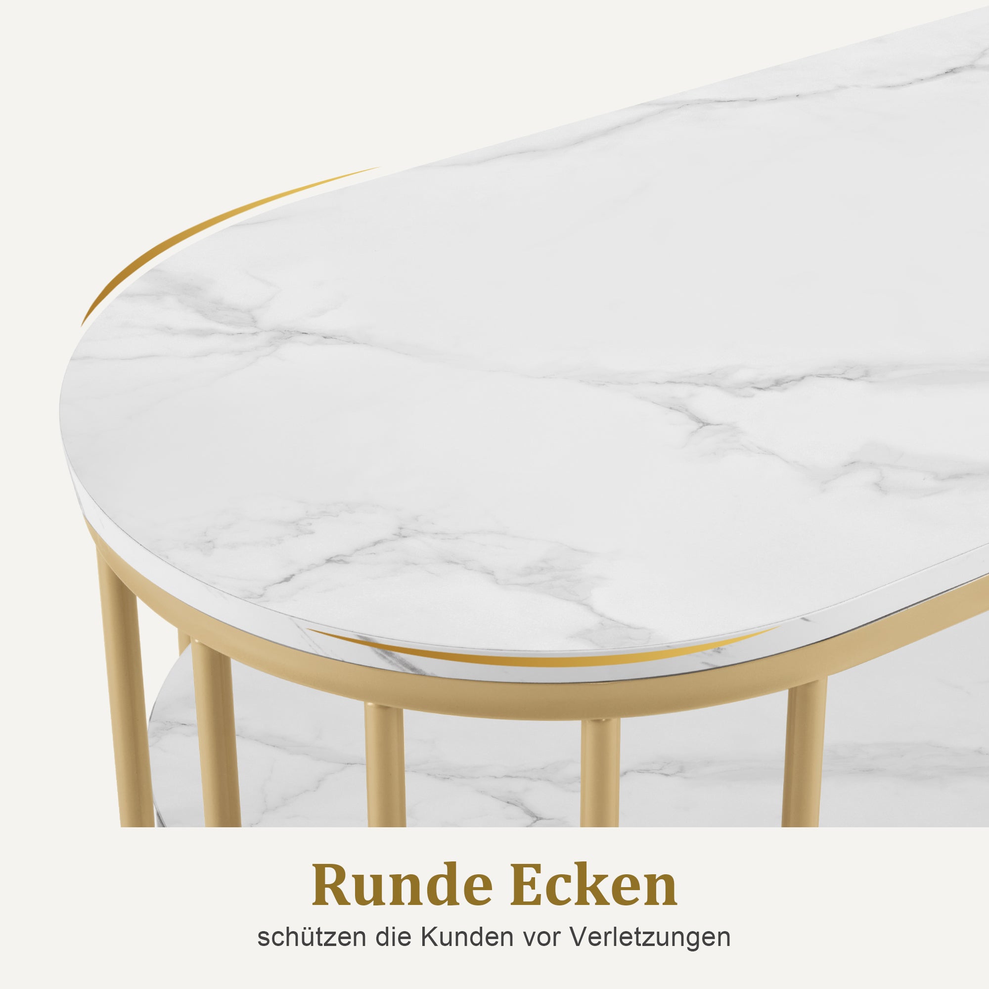 Bureau zonder lades, Manicuretafel, Wit Marmer/Goud, 45x114x78cm – foto 7