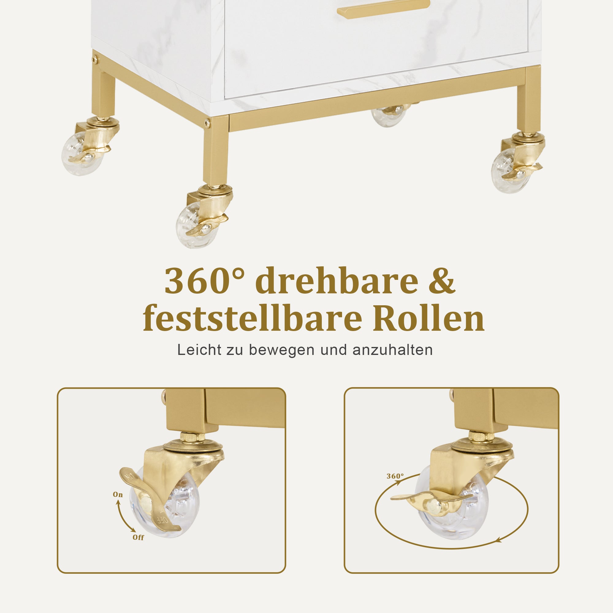 serveerwagen met wielen & 4 lades, rolwagen/kapperwagen (wit) 0062 – foto 5