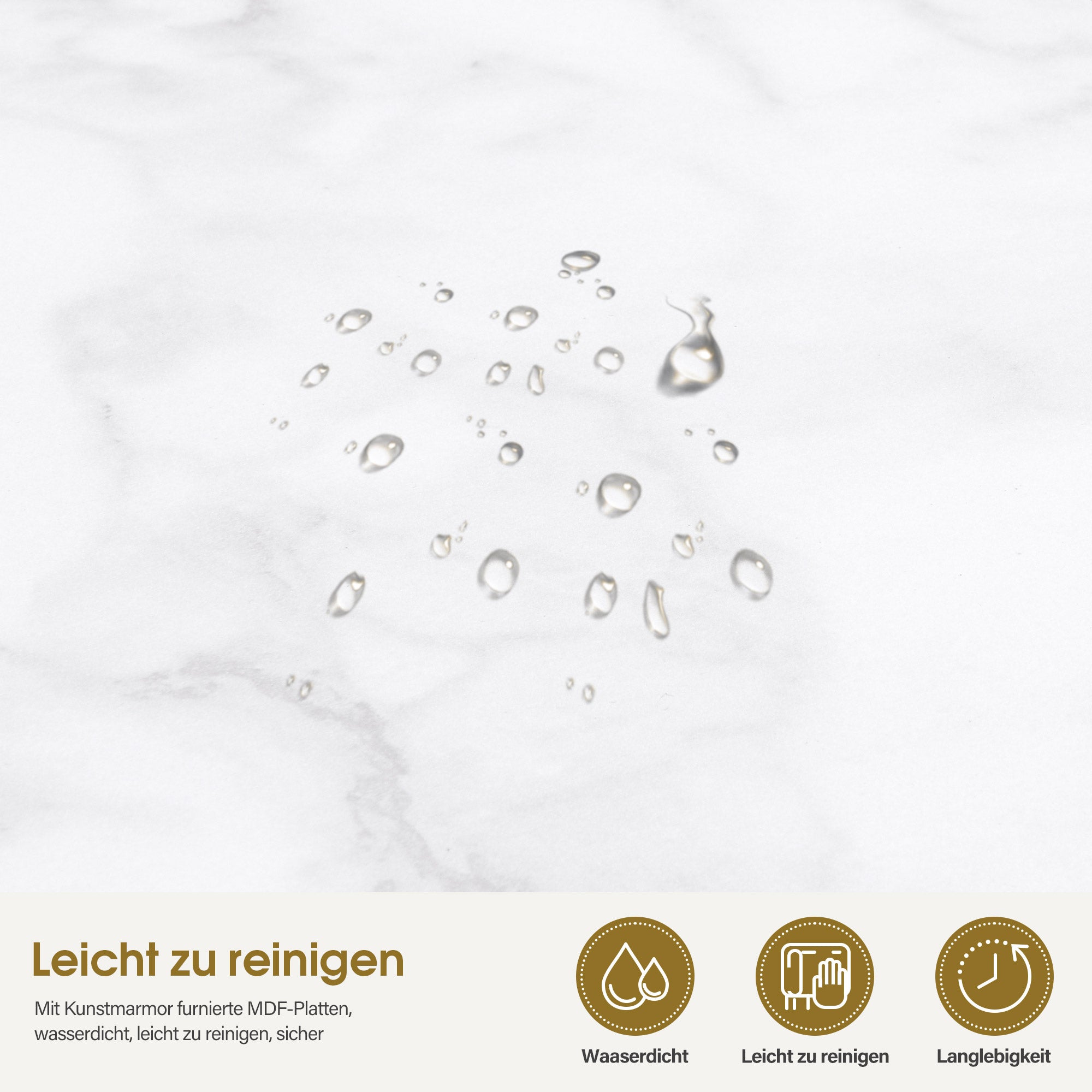 Serveerwagen op Wielen, Wit-Goud, 3 Niveaus, Keuken/Bad/Woon, 65x43x70cm – foto 7