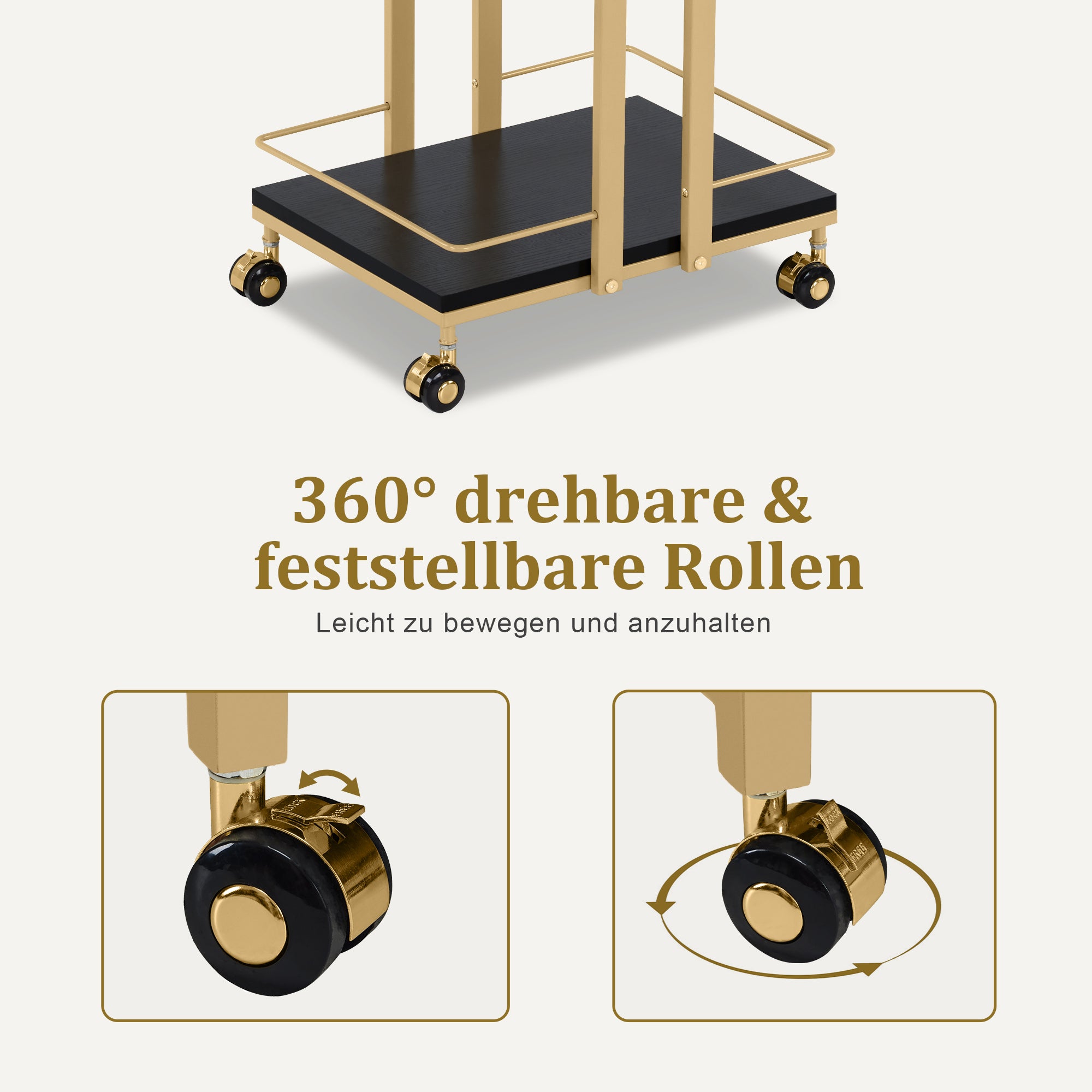 Serveerwagen met wielen, Keukenwagen Barwagen, metalen frame, 3 niveaus – foto 13