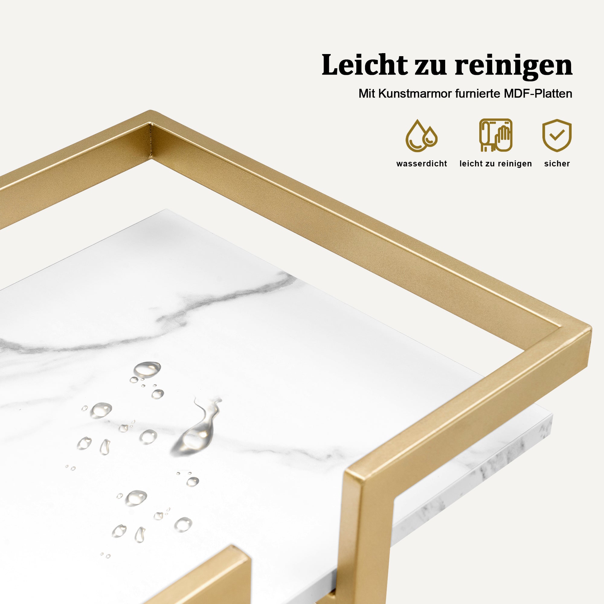 Serveerwagen met wielen, Keukenwagen Barwagen, metalen frame, 3 niveaus – foto 7