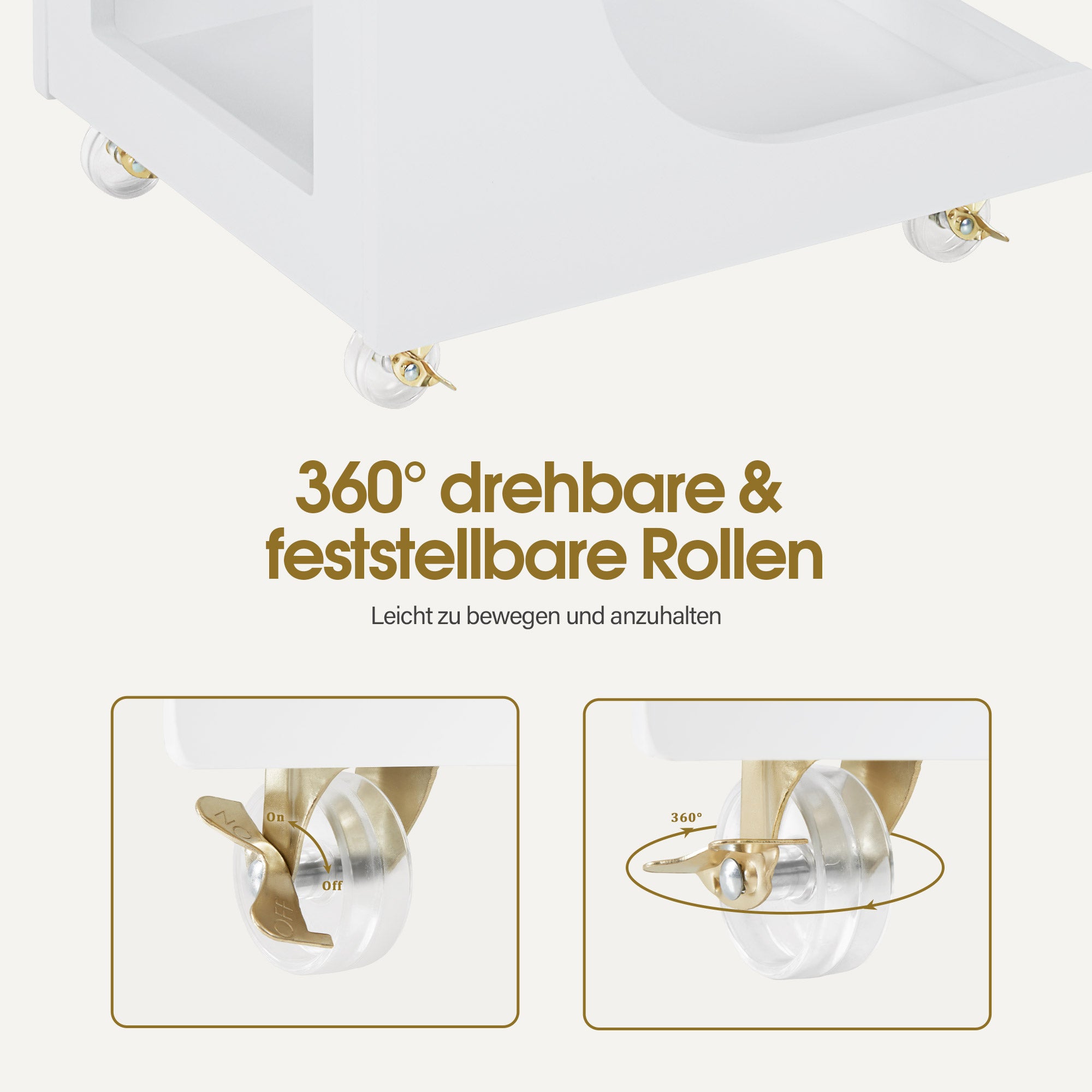 Serveerwagen op wielen, wit, 3 planken, multifunctioneel, 44,5x40x87cm, 0045 – foto 5
