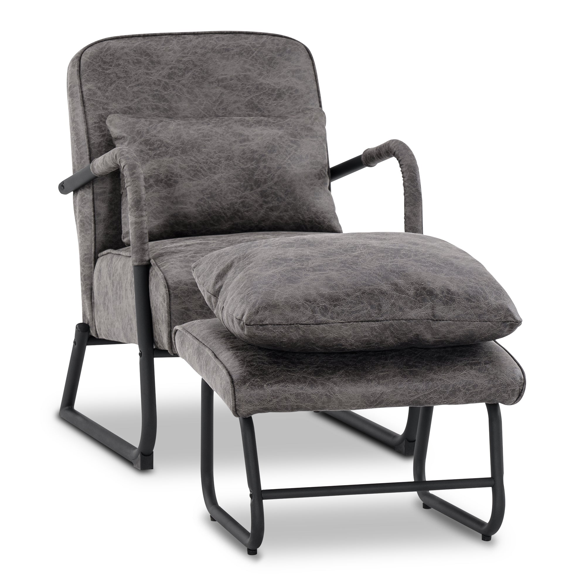 Retro Vintage Relaxfauteuil met/zonder Hocker, Microfiber Stof – foto 1