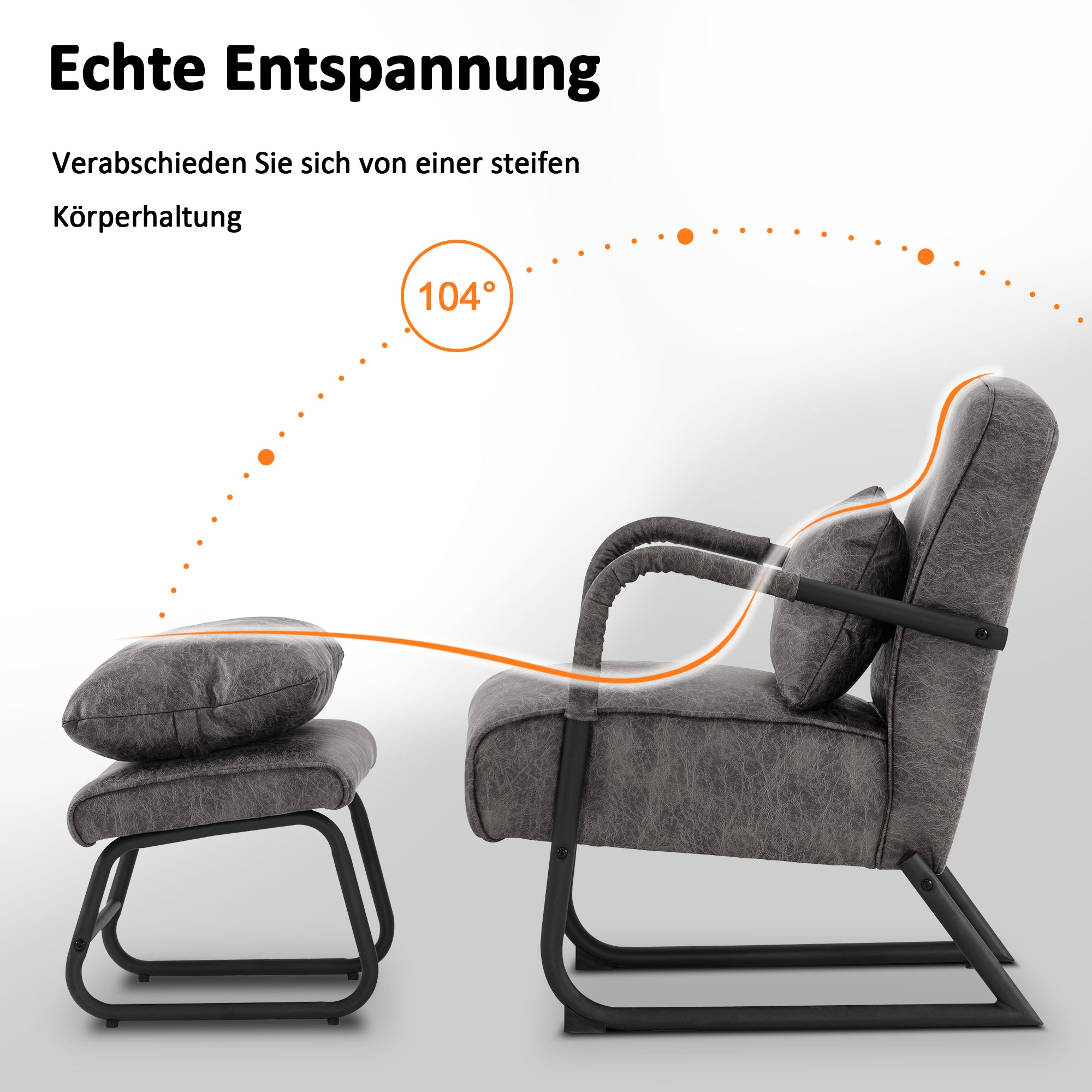 Retro Vintage Relaxfauteuil met/zonder Hocker, Microfiber Stof – foto 2