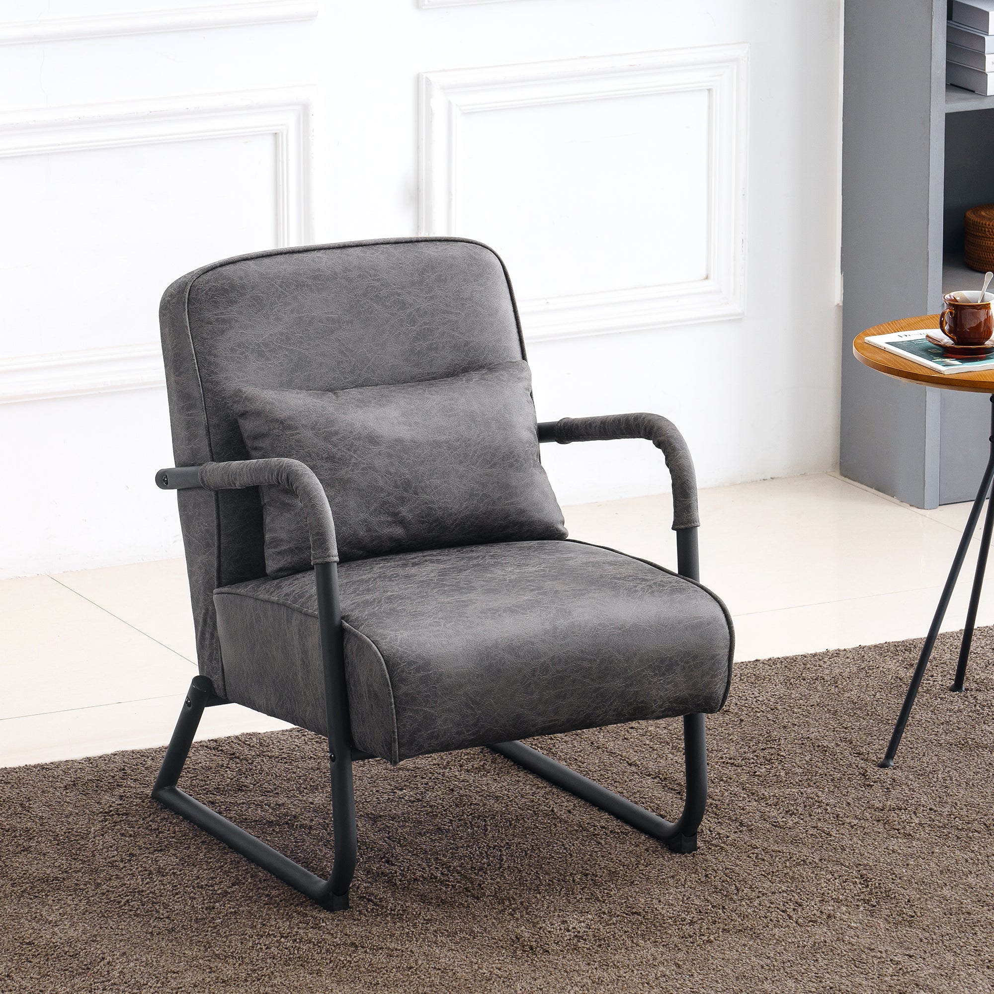 Retro Vintage Relaxfauteuil met/zonder Hocker, Microfiber Stof – foto 7