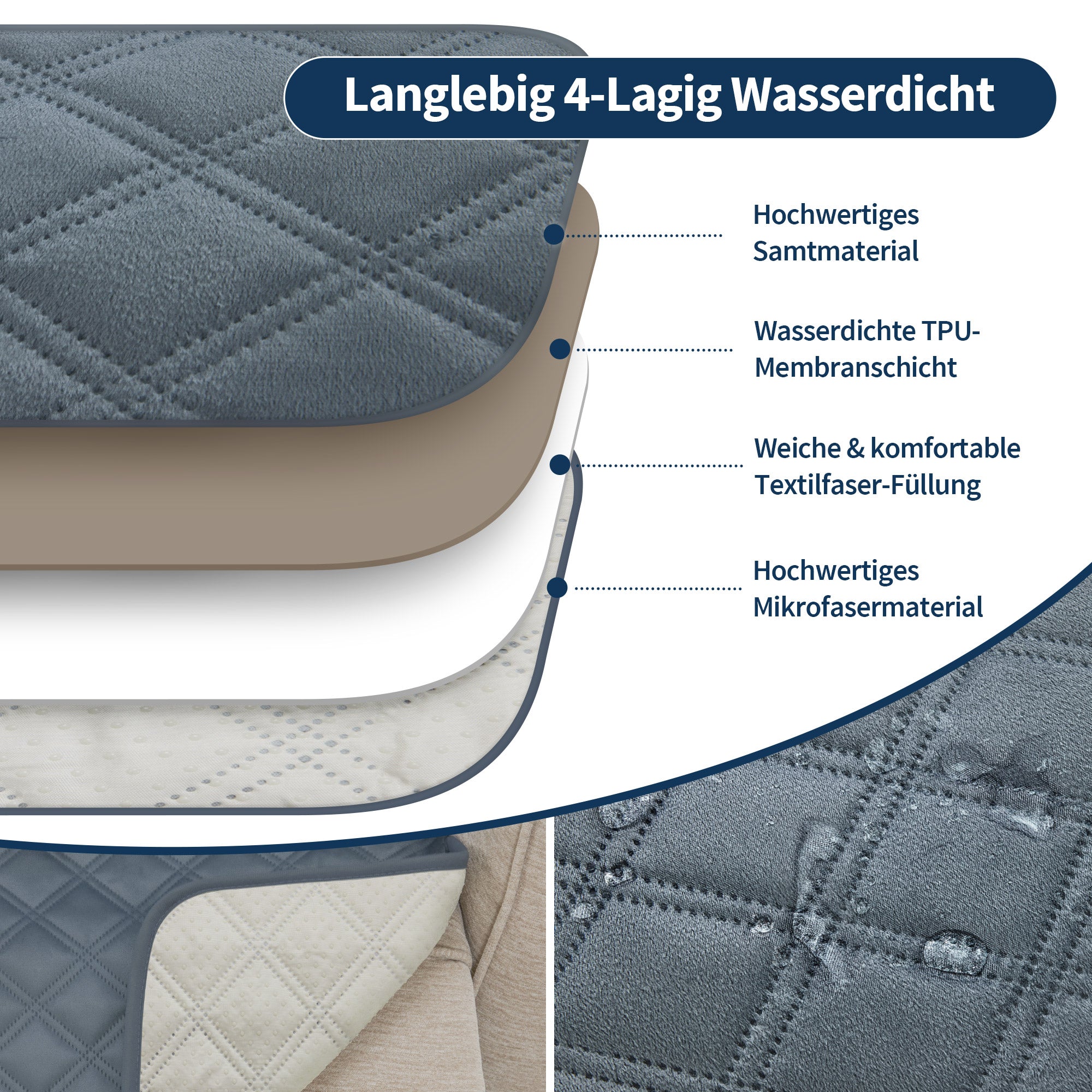 Fauteuilbeschermer voor relaxfauteuil, waterdicht, antislip, met armleuning en zakken (grijs/fluweel) – foto 5