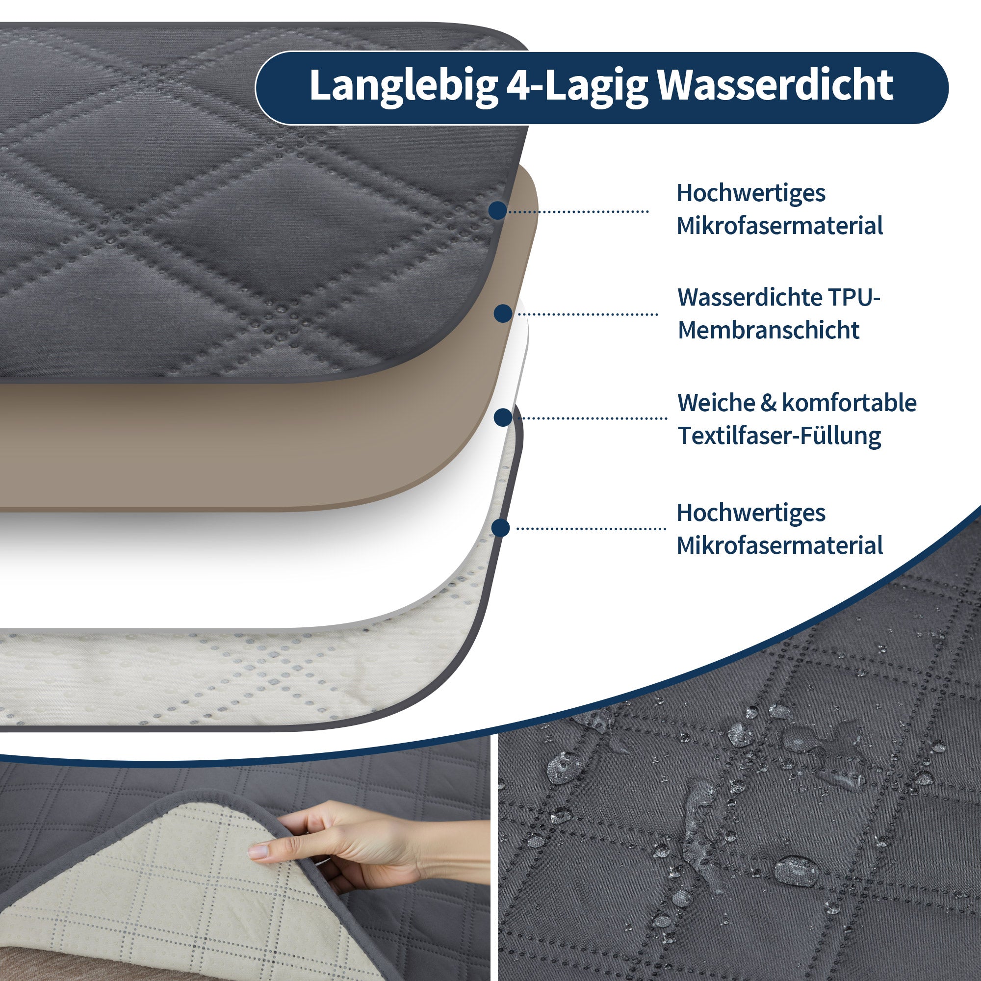 Relaxstoelhoes - waterdicht, antislip & krasbestendig met zakken (donkergrijs) – foto 4