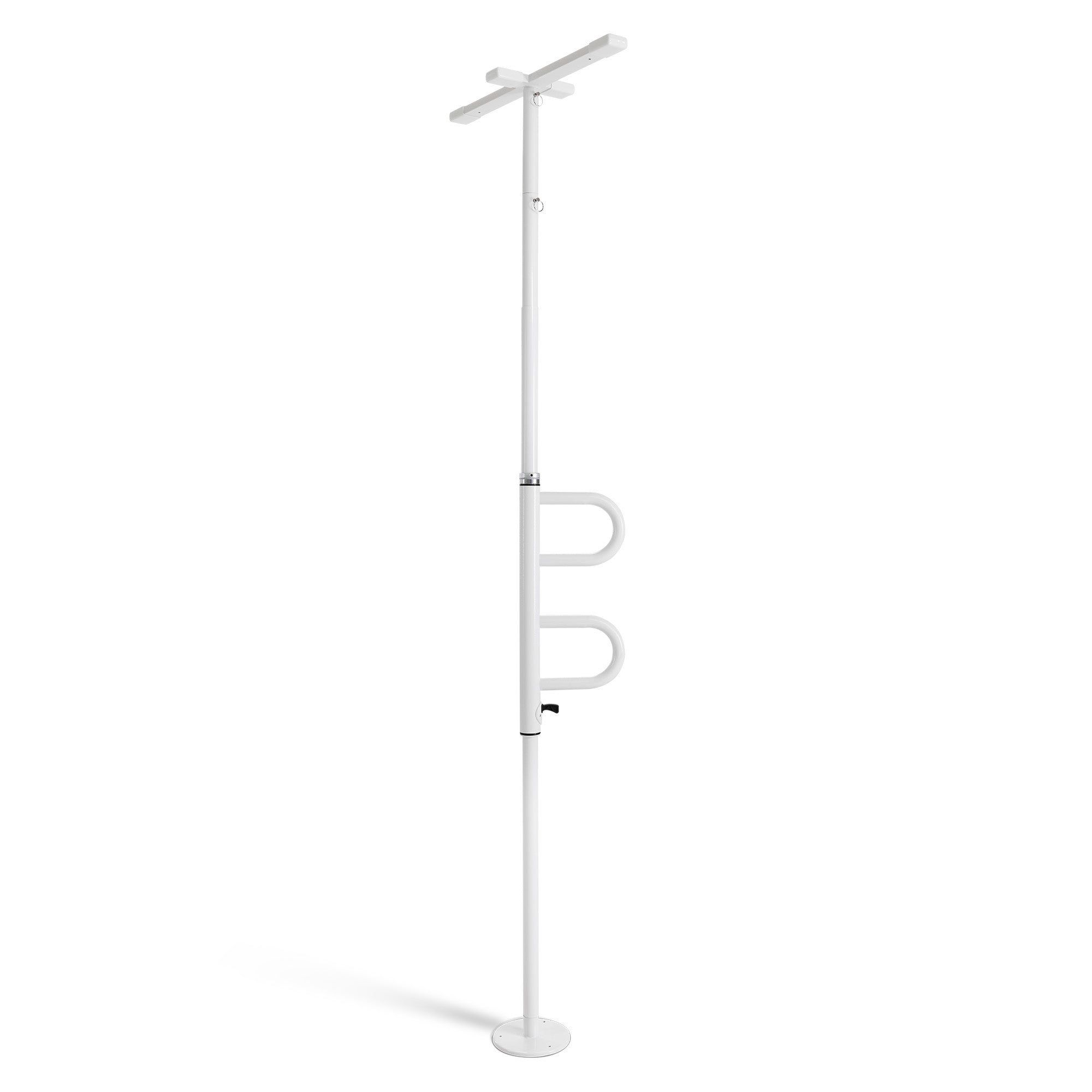 Veiligheidsstang 205-300cm, in hoogte verstelbaar, met 2 draaibare handgrepen (wit) – foto 1