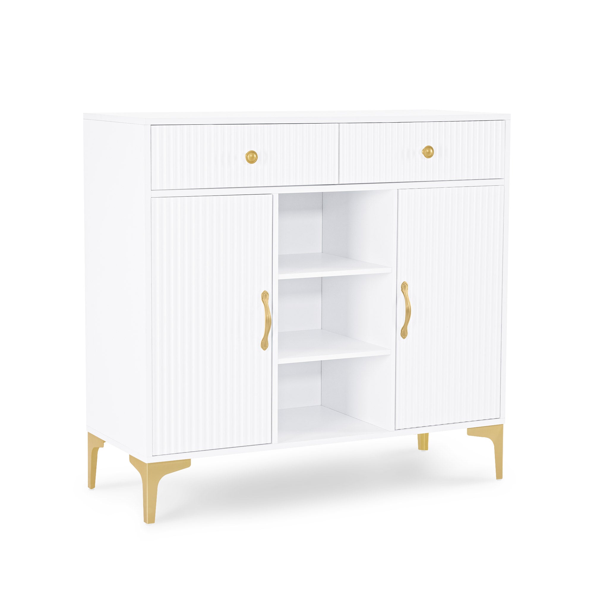 Sideboard met 2 lades, 3 open vakken en 2 verstelbare planken (wit) – foto 1