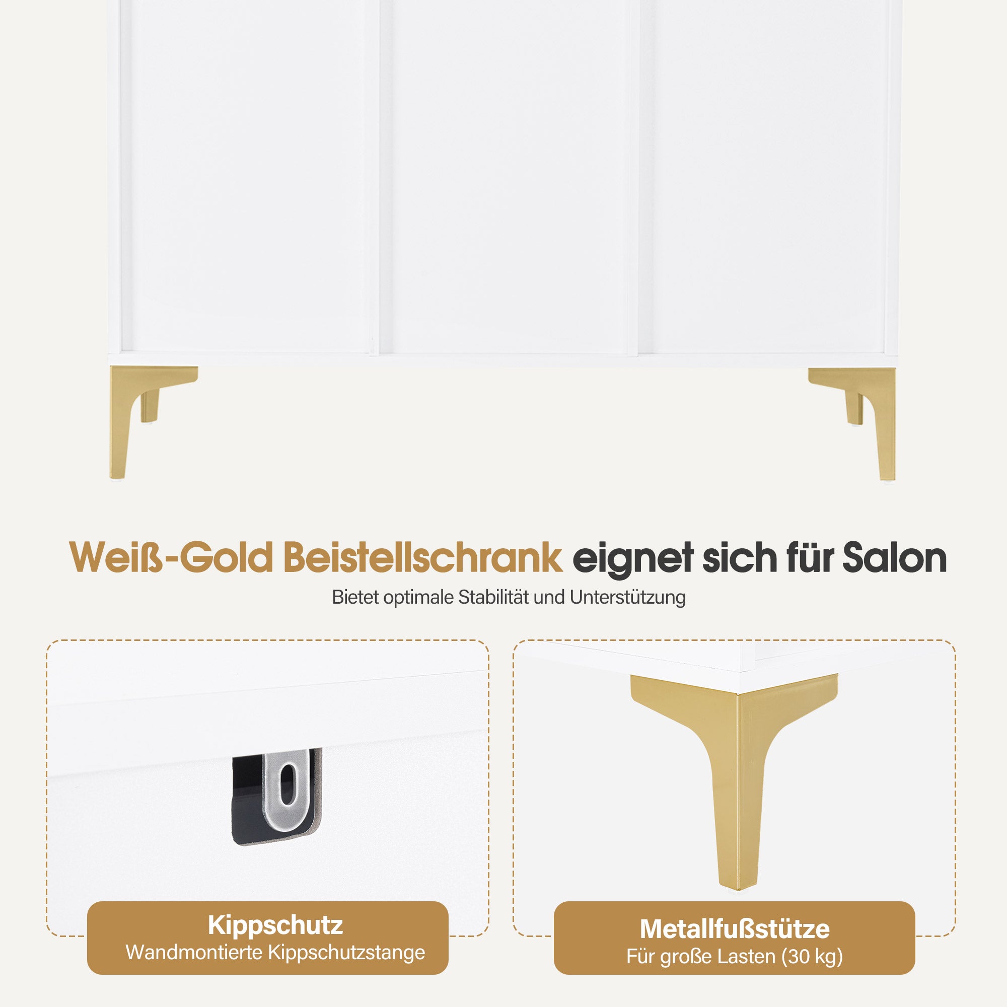 Sideboard met 2 lades, 3 open vakken en 2 verstelbare planken (wit) – foto 5