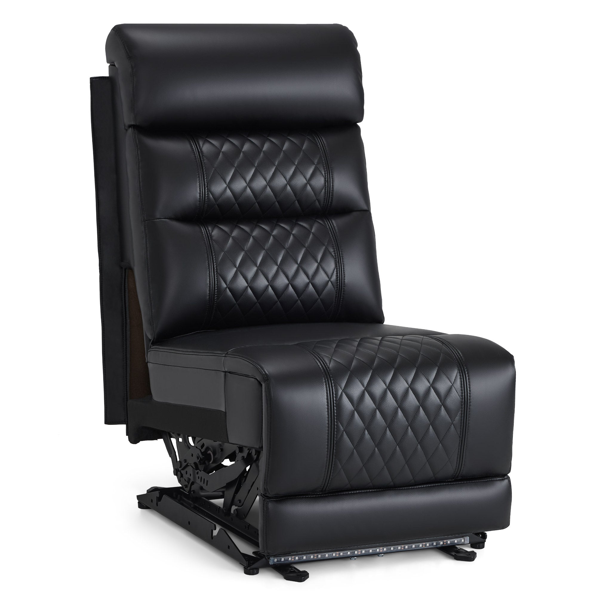 Middenzitting voor 2-zits elektrische relaxfauteuil, verstelbare hoofdsteun (zwart kunstleer) – foto 1