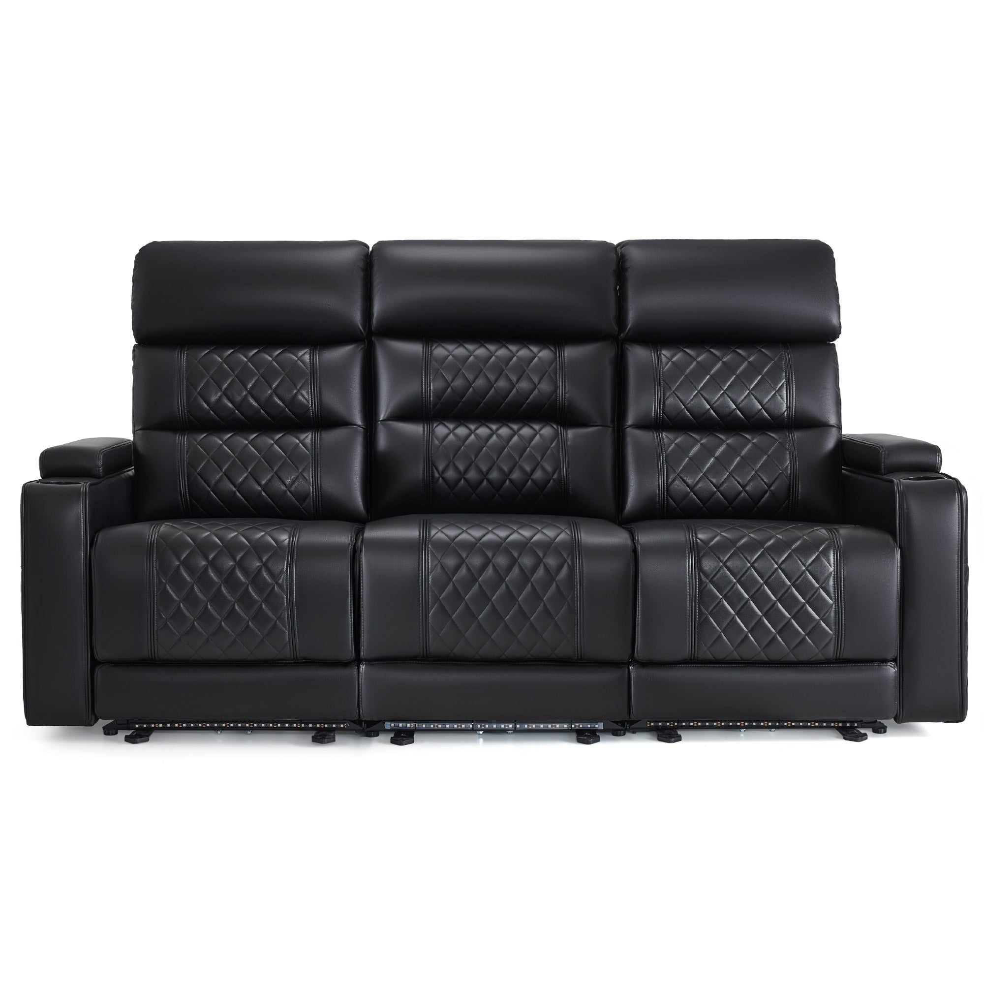 Middenzitting voor 2-zits elektrische relaxfauteuil, verstelbare hoofdsteun (zwart kunstleer) – foto 7