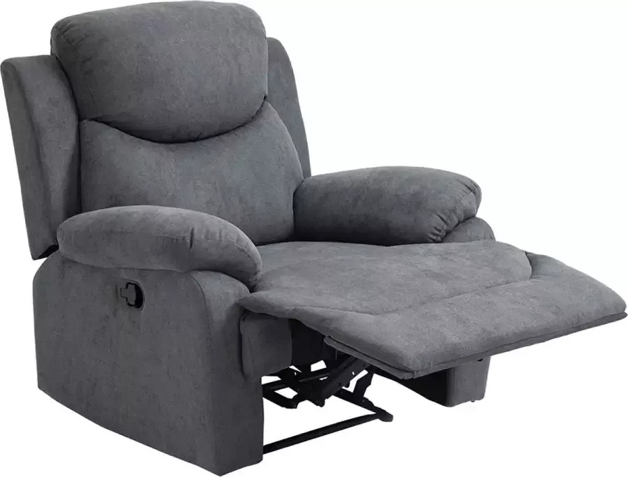 MARA Luxe Relaxstoel met ligfunctie – kantelbaar tot 150° – grijs linnen – foto 1
