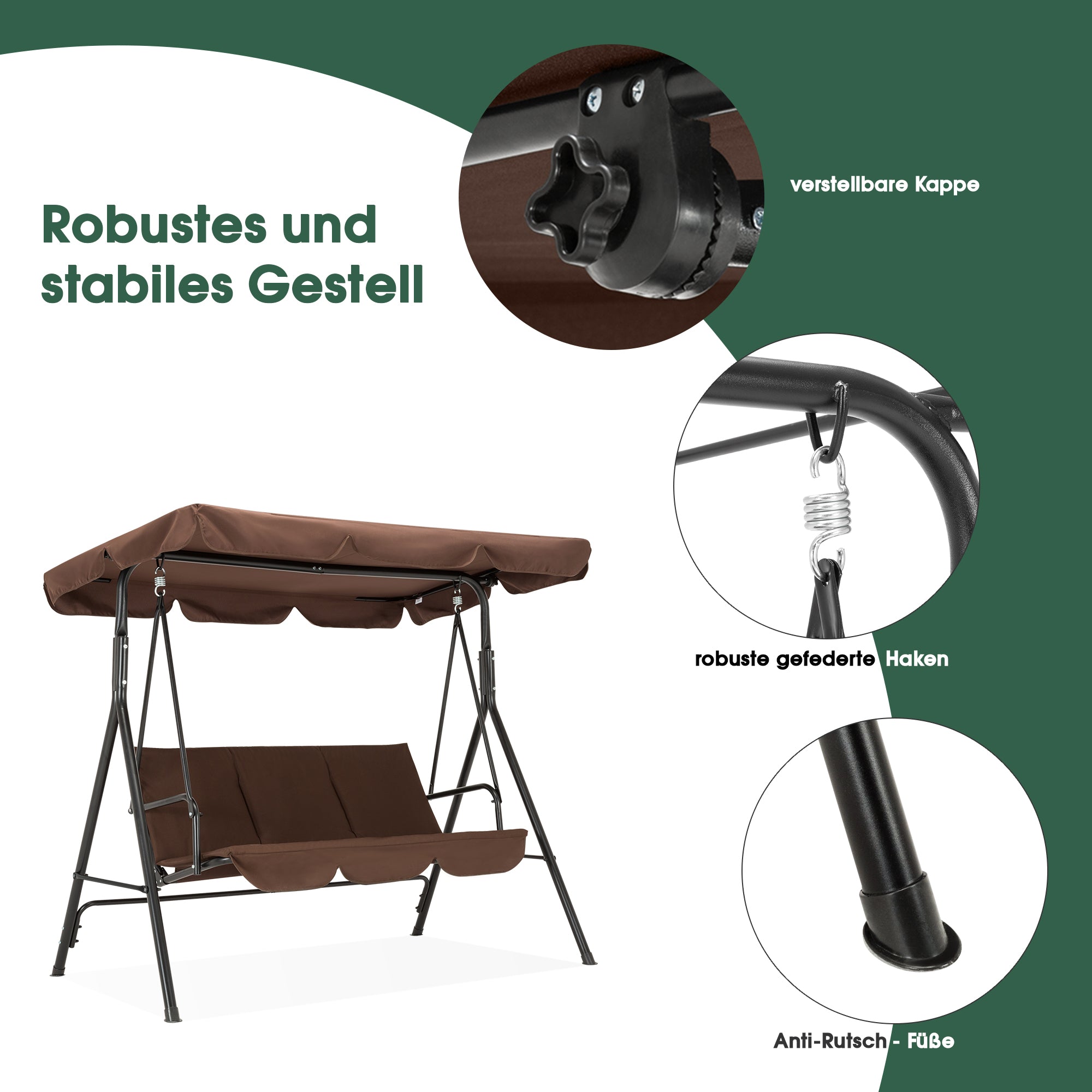 Hollywoodschommel 3-zits Tuinschommel Schommelbank 8003 – foto 5