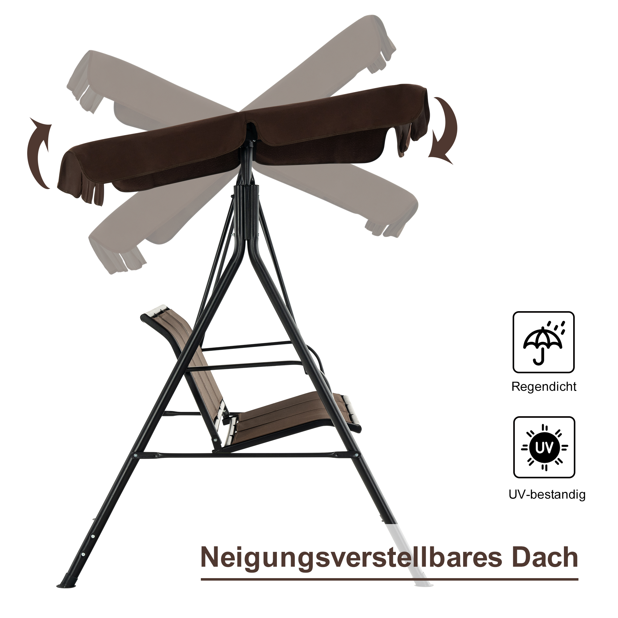 Moderne Hollywoodschommel 3-zits Tuinschommel Schommelbank 8007 – foto 18
