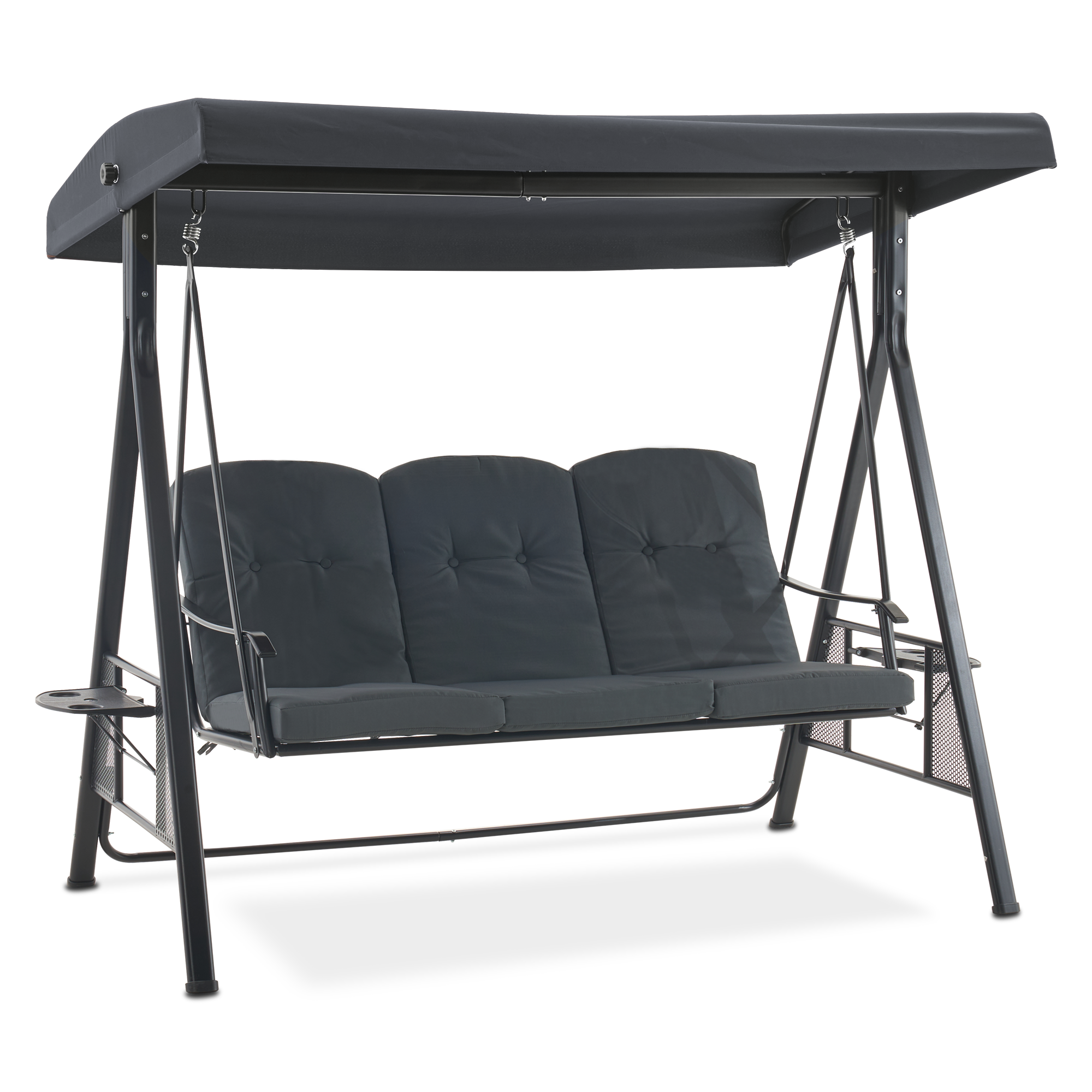 3-Zits Hollywoodschommel, Tuin loungeset weerbestendig, met zonnescherm – foto 1