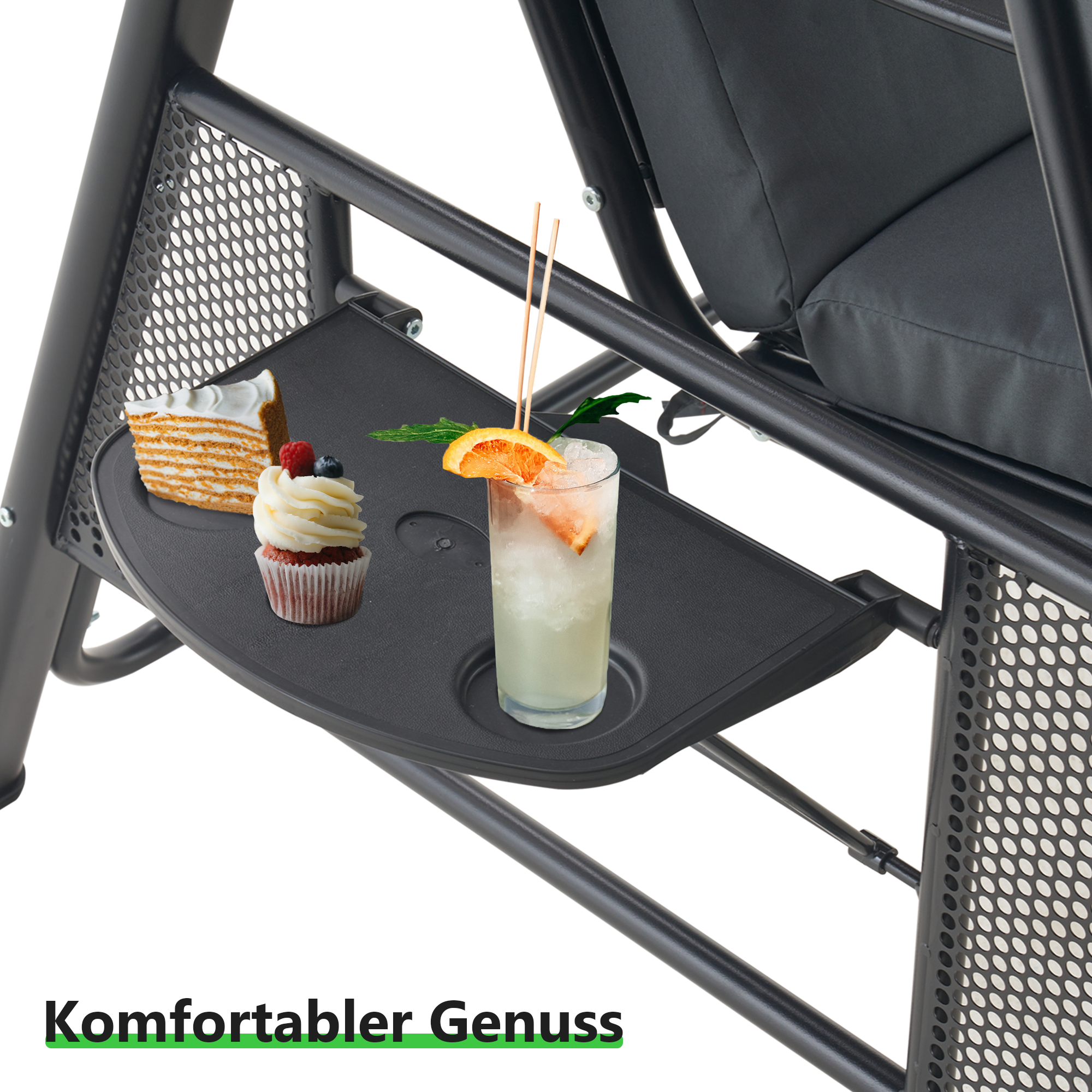 3-Zits Hollywoodschommel, Tuin loungeset weerbestendig, met zonnescherm – foto 4