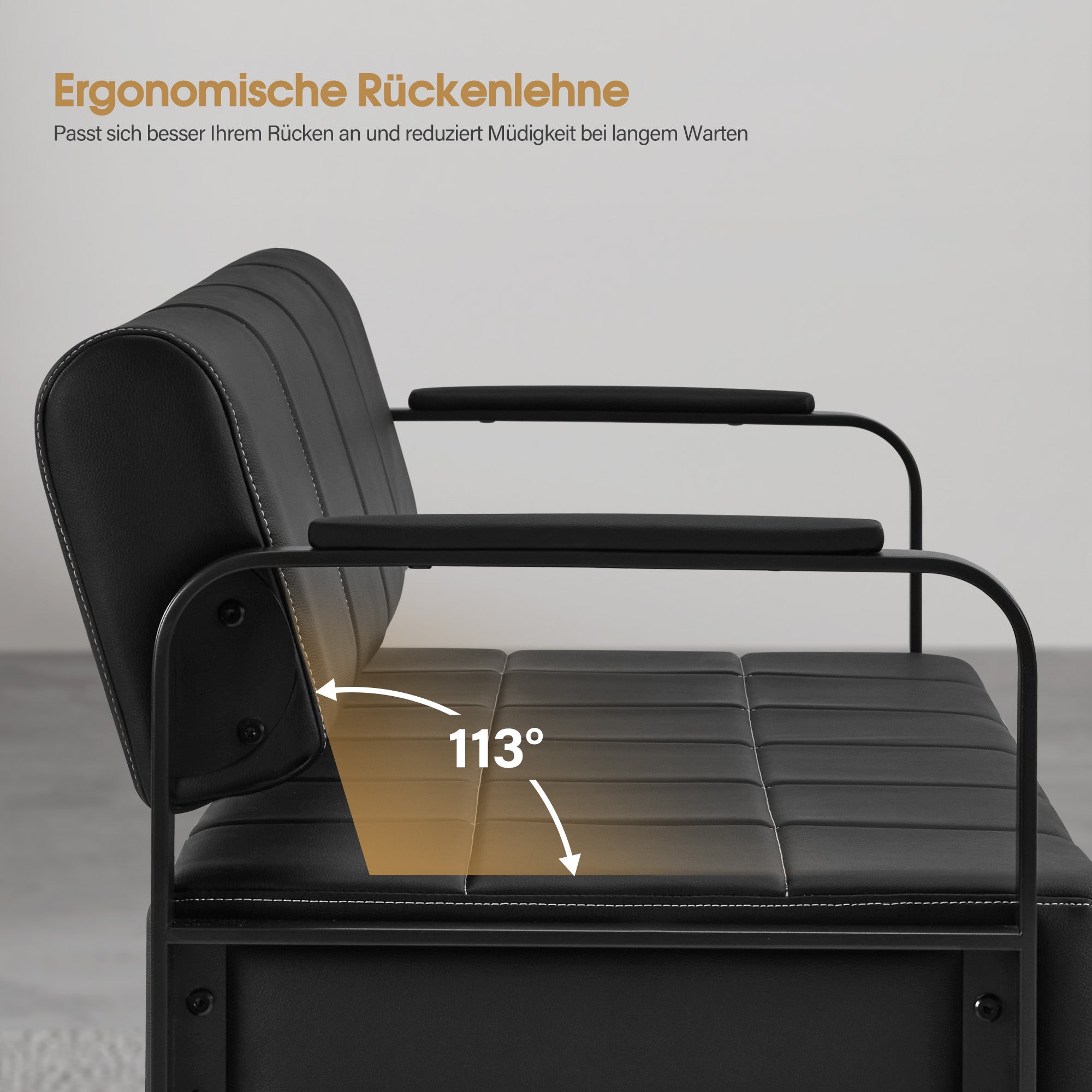 3-zits wachtbank met armleuning & rugleuning, gestoffeerd, W528 – foto 14