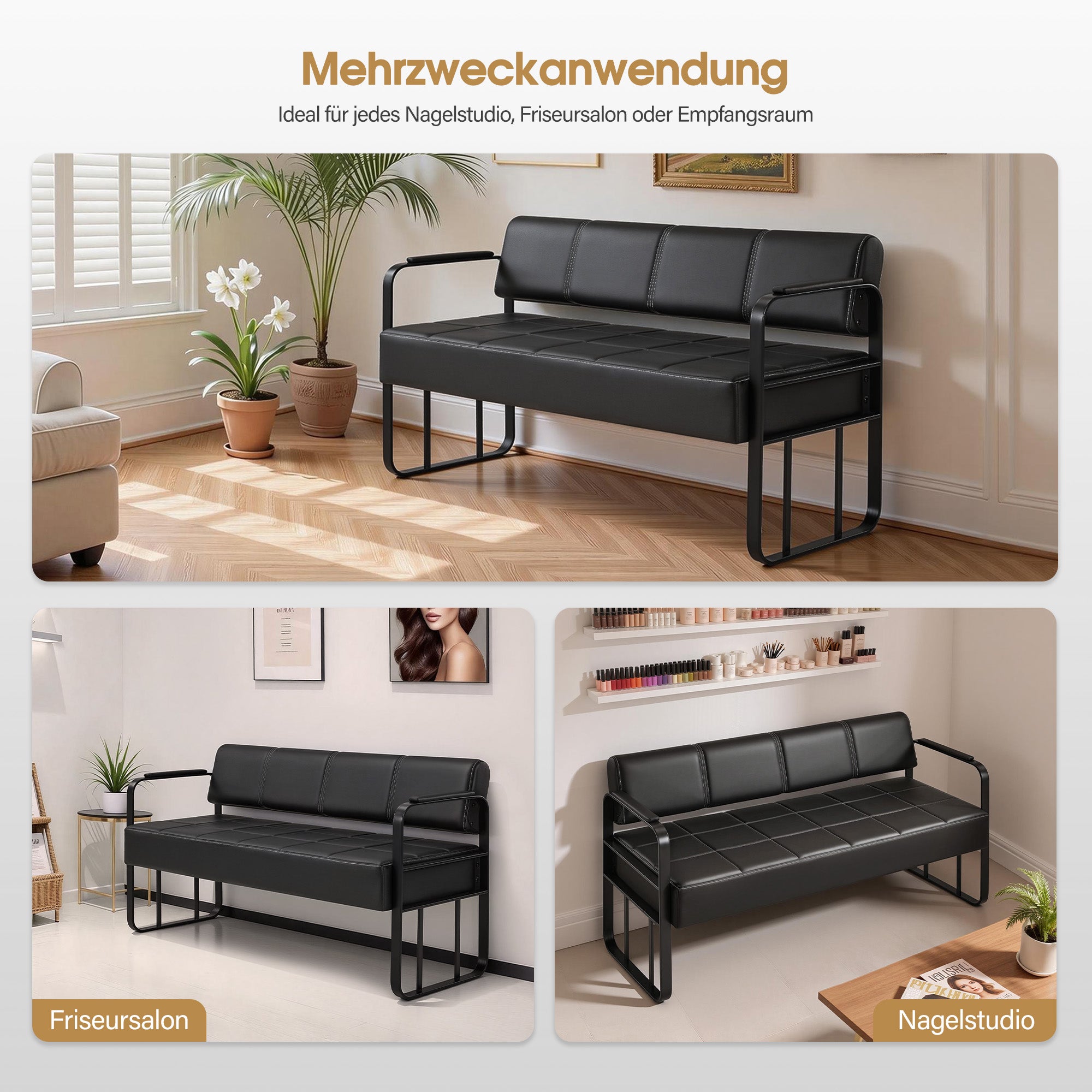 3-zits wachtbank met armleuning & rugleuning, gestoffeerd, W528 – foto 16