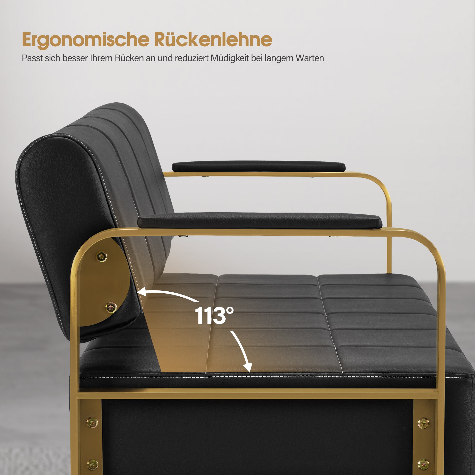 3-zits wachtbank met armleuning & rugleuning, gestoffeerd, W528 – foto 6