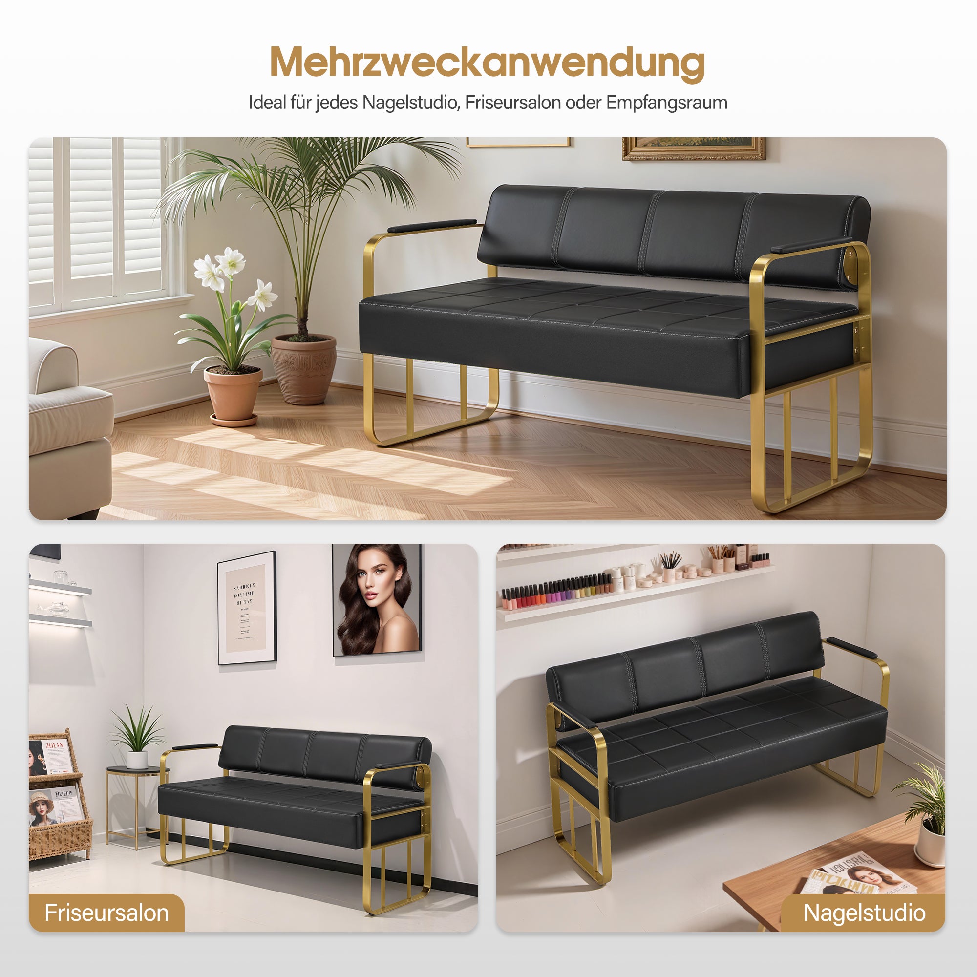 3-zits wachtbank met armleuning & rugleuning, gestoffeerd, W528 – foto 8
