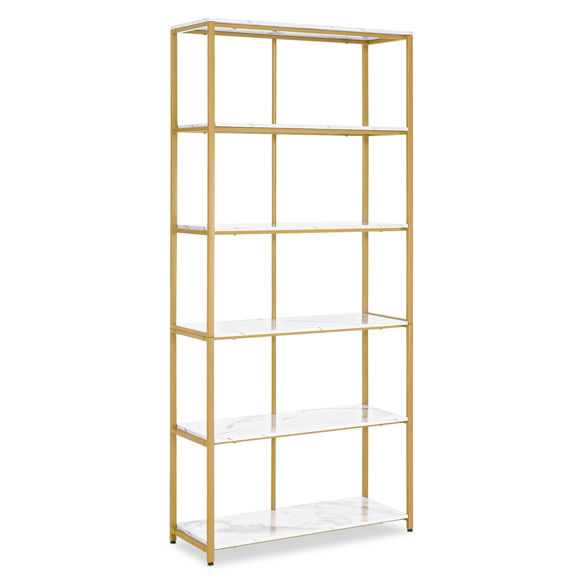 Boekenkast Goud - 5 Niveaus, Industriële Stijl met Metalen Frame, 30x80x180cm – foto 1