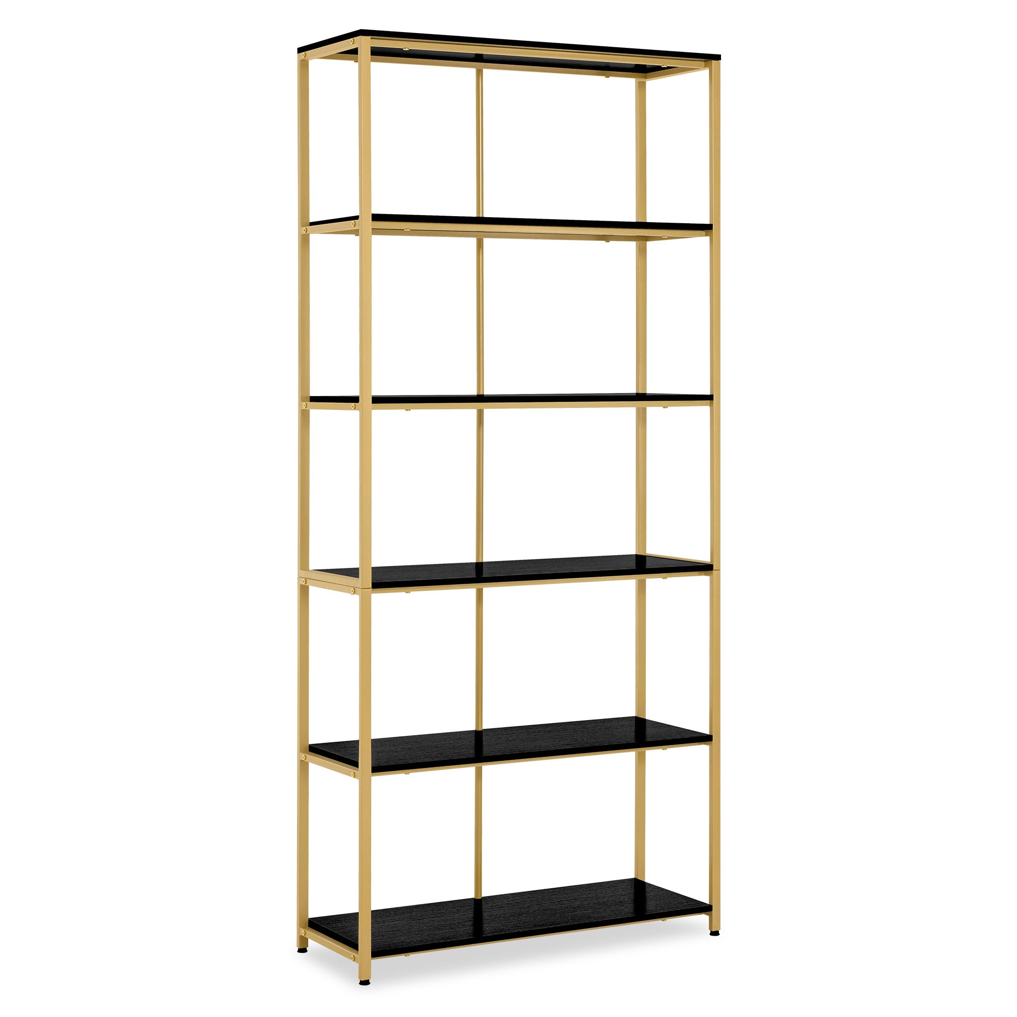 Boekenkast Goud - 5 Niveaus, Industriële Stijl met Metalen Frame, 30x80x180cm – foto 8