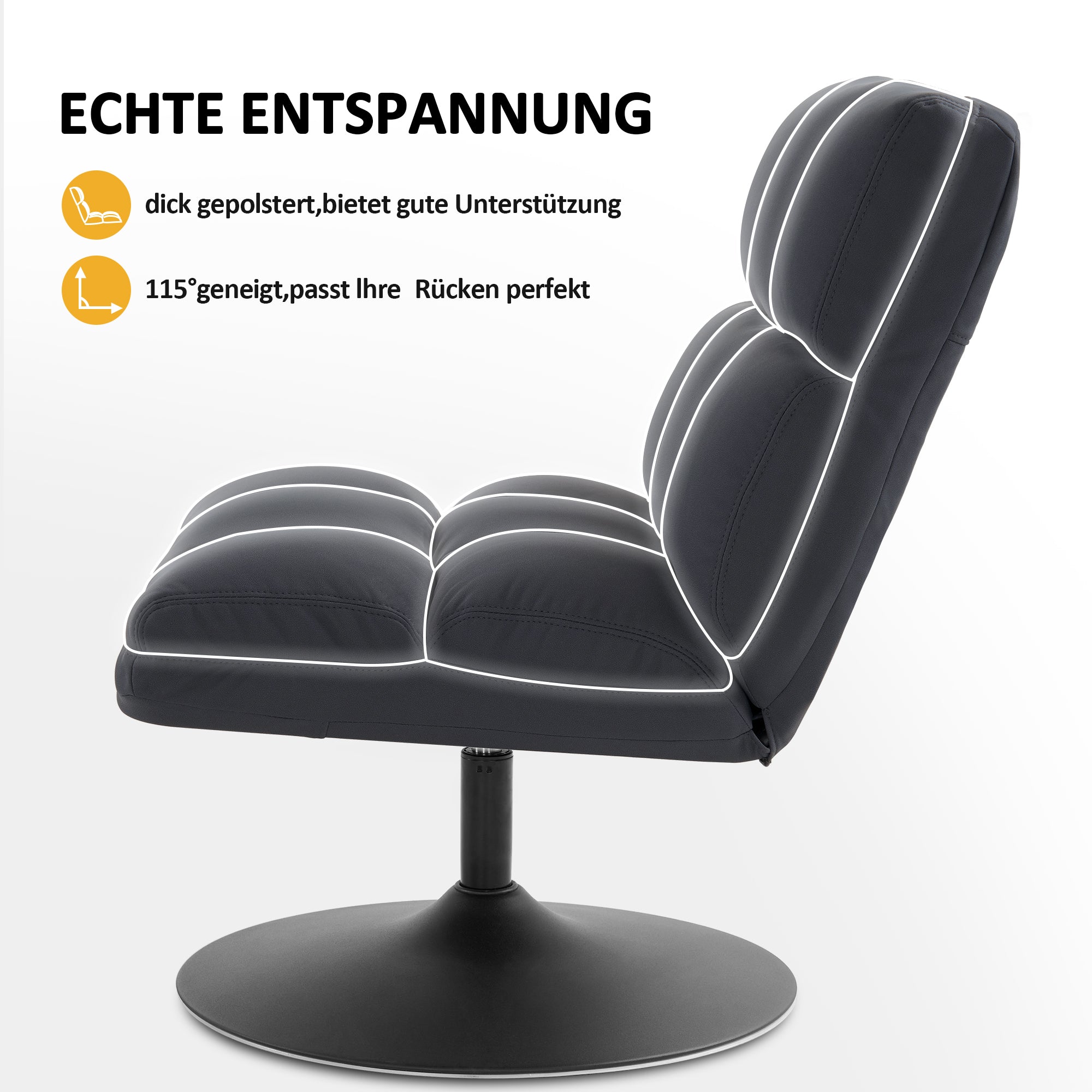Moderne Draaibare Cocktail Loungestoel voor Woon- & Slaapkamer, Microfiber Stof – foto 3