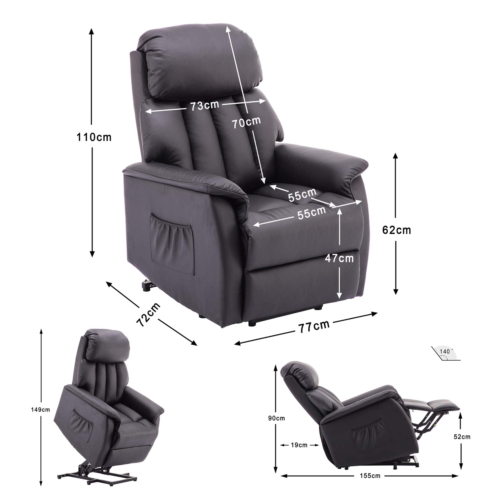 Elektrische Relaxfauteuil met Opstahulp, Eenvoudig Opstaan voor Ouderen 7299 – foto 11