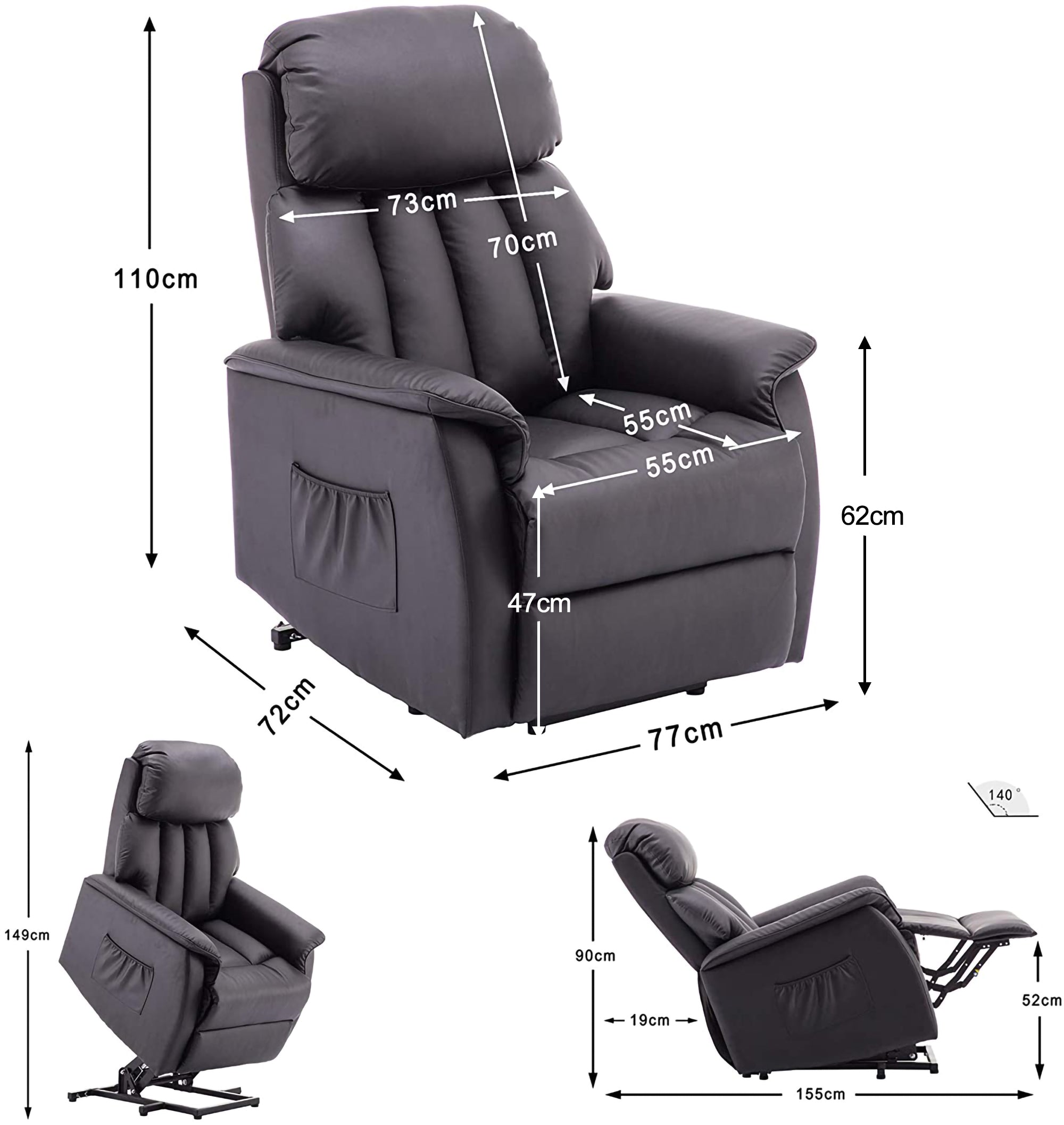 Elektrische Relaxfauteuil met Opstahulp, Eenvoudig Opstaan voor Ouderen 7299 – foto 15