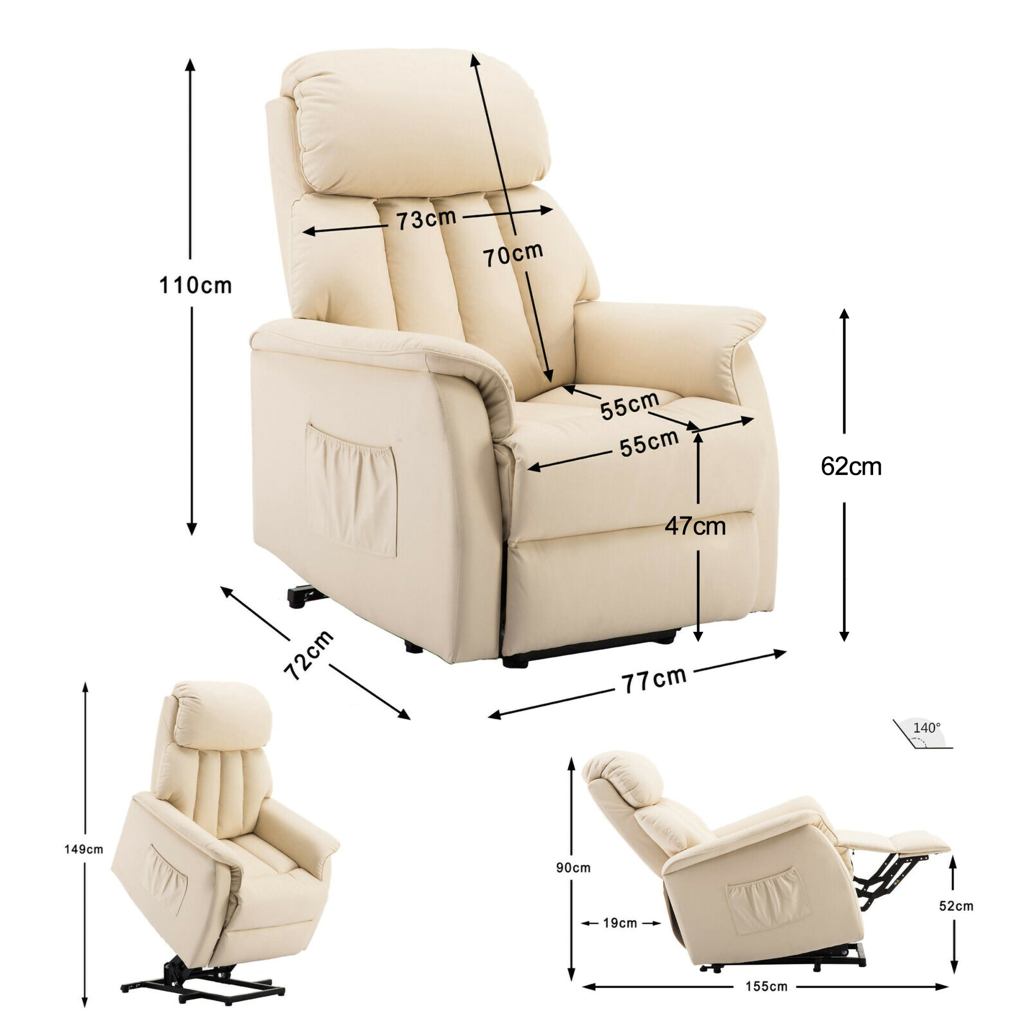 Elektrische Relaxfauteuil met Opstahulp, Eenvoudig Opstaan voor Ouderen 7299 – foto 7
