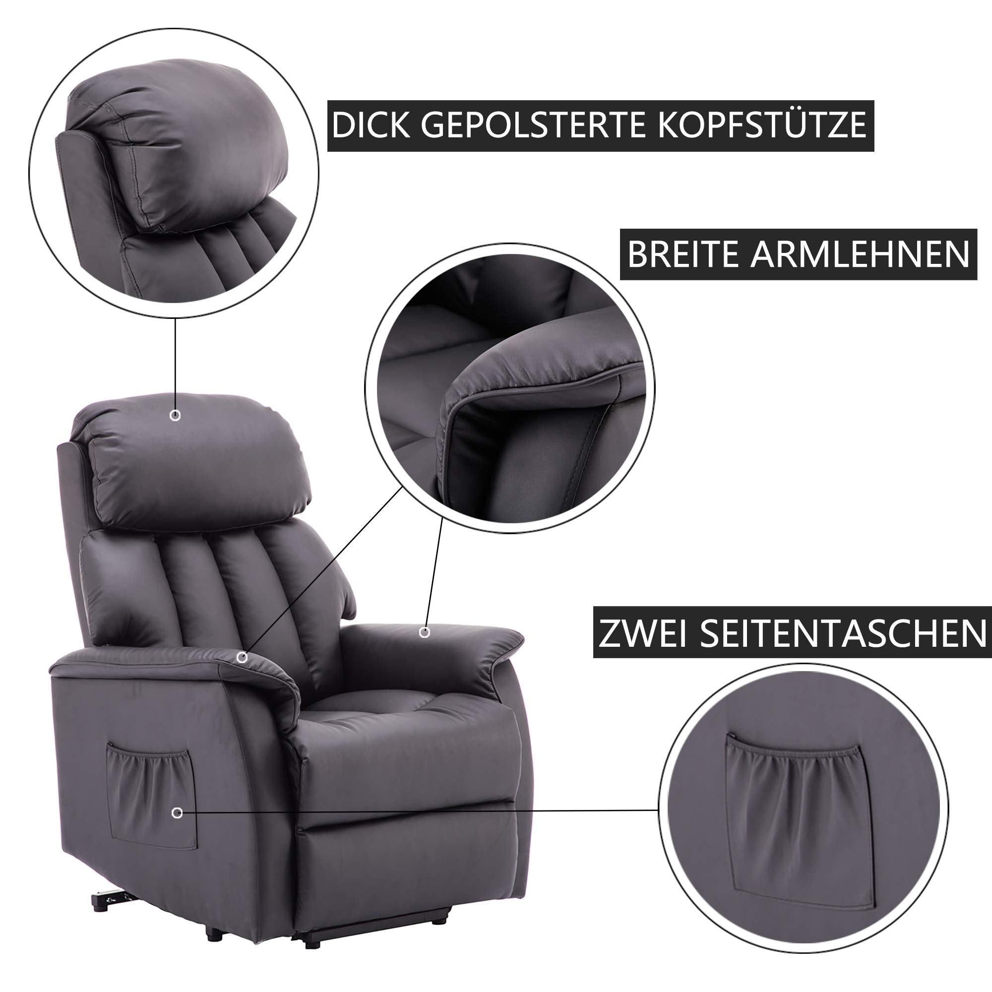 Elektrische Relaxfauteuil met Opstahulp, Eenvoudig Opstaan voor Ouderen 7299 – foto 10