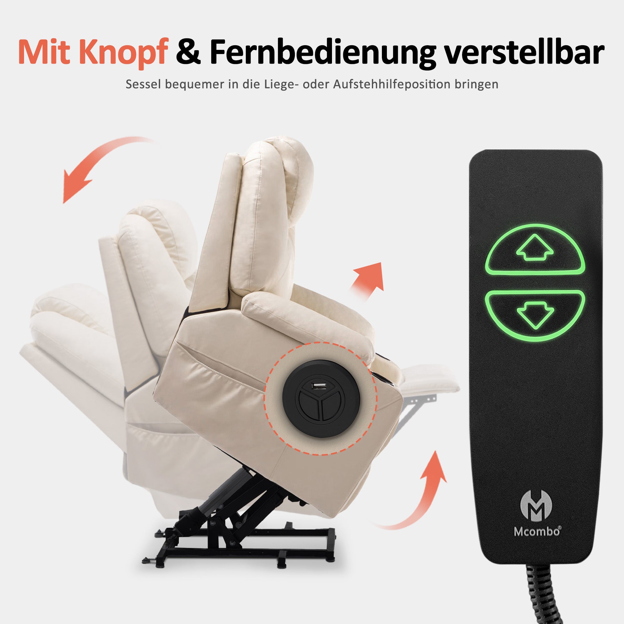 MCombo 7040 sta-op stoel crème-wit kunstleer