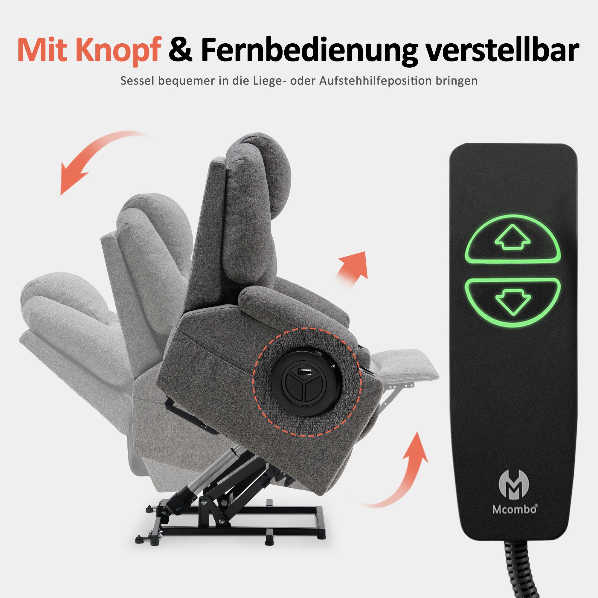 MCombo 7040 sta-op stoel grijs stof
