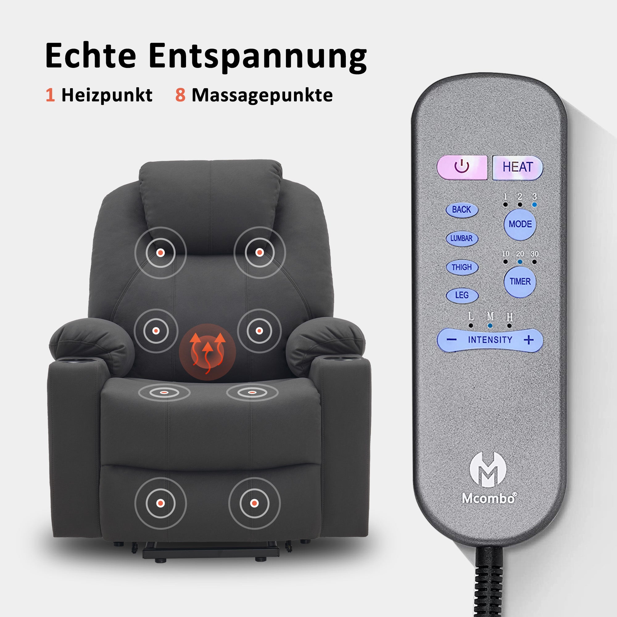 MCombo 7040 sta-op stoel donkergrijs microvezel