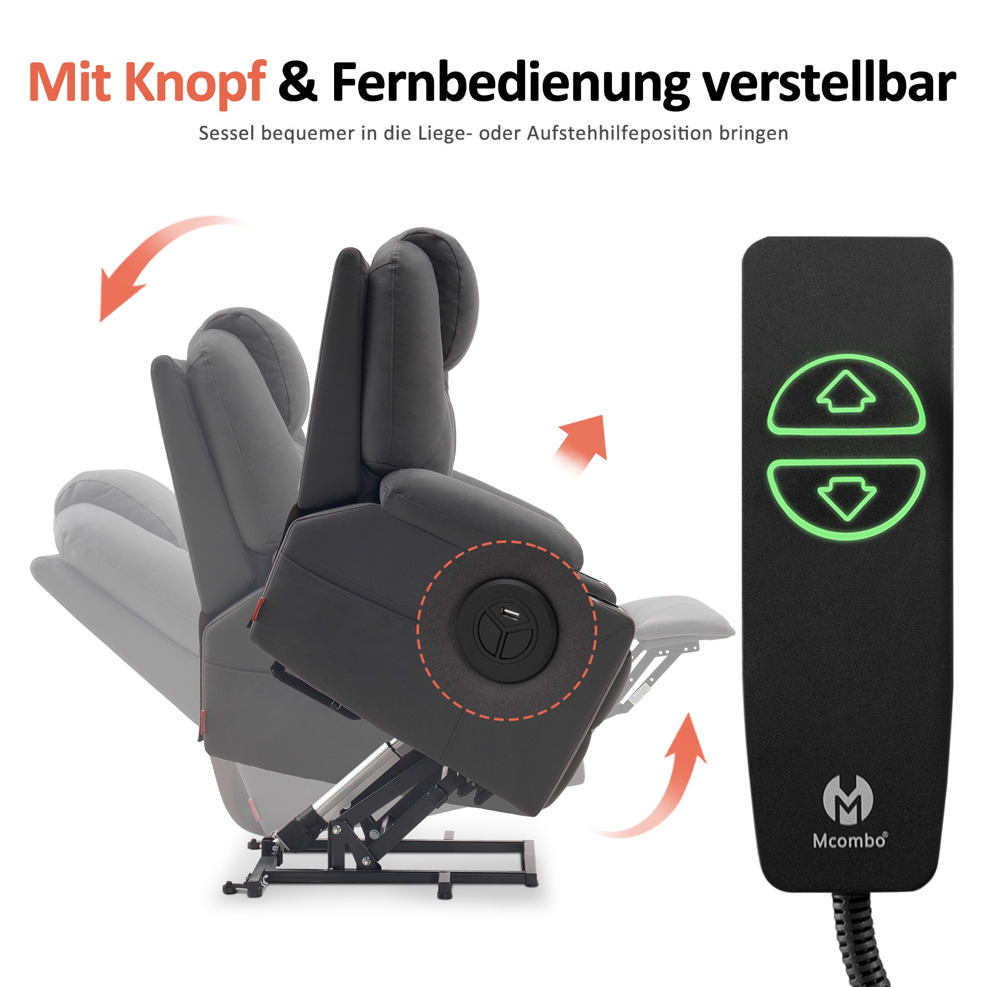 MCombo 7040 sta-op stoel donkergrijs microvezel