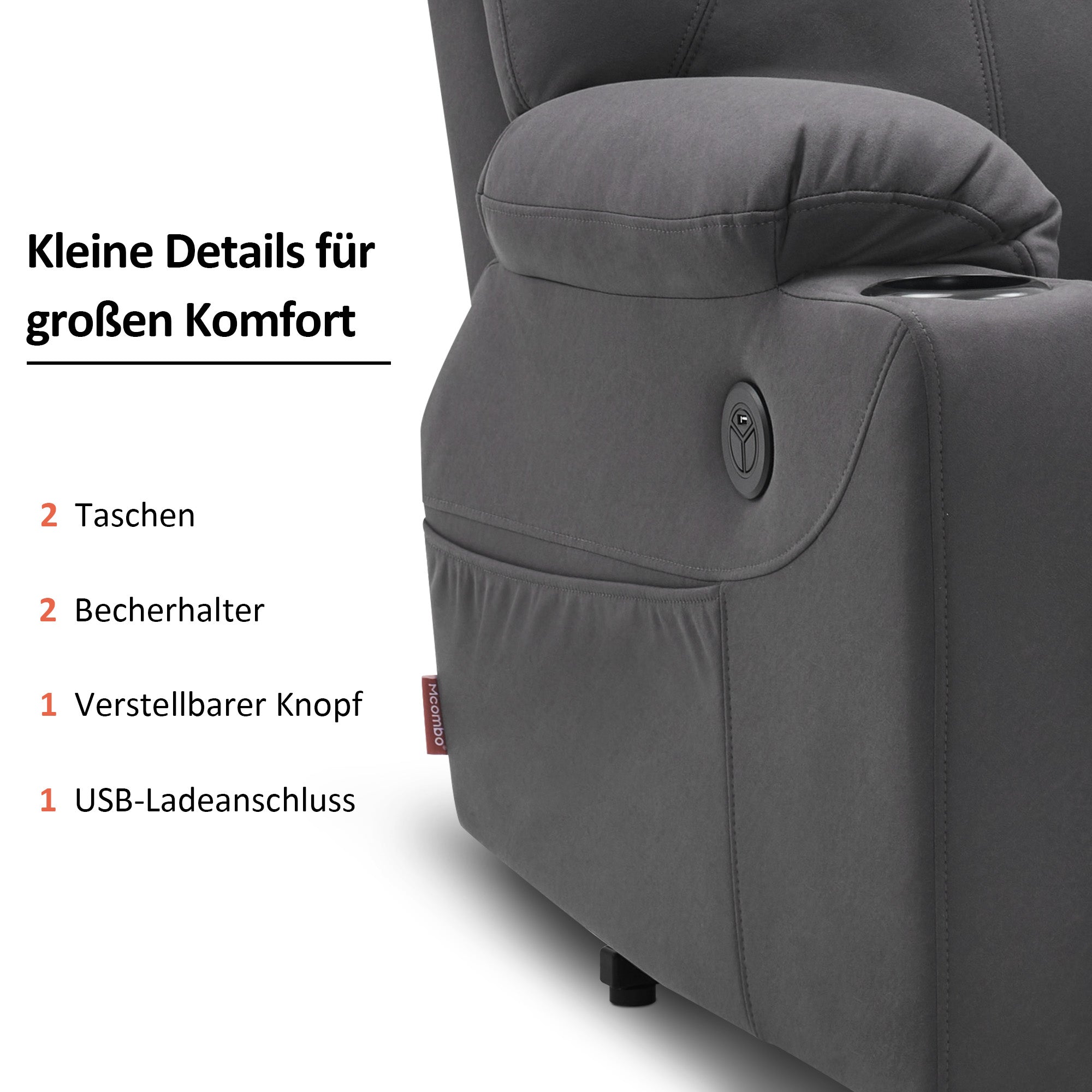MCombo 7040 sta-op stoel donkergrijs microvezel