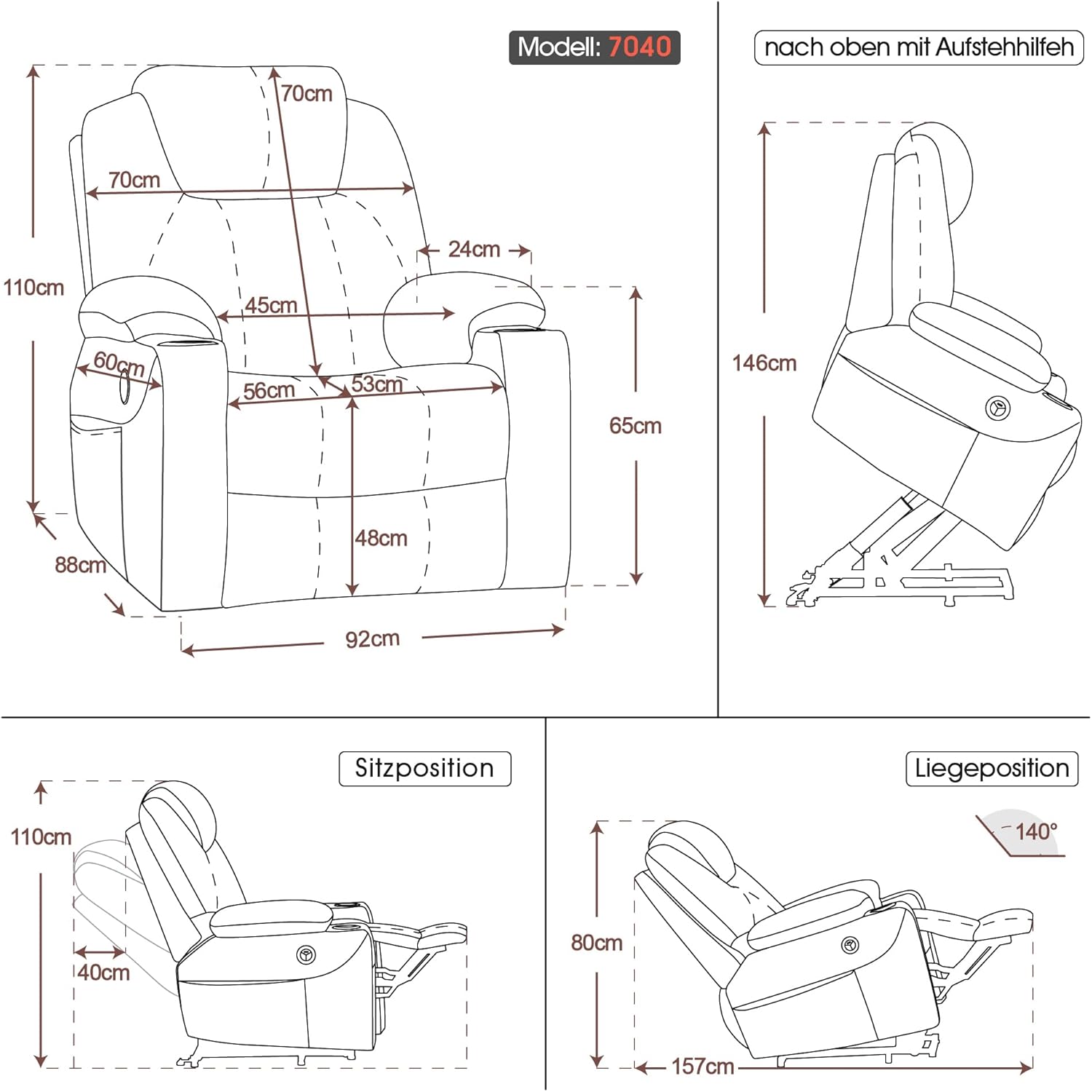 MCombo 7040 poltrona relax elettrica alzapersona – foto 35