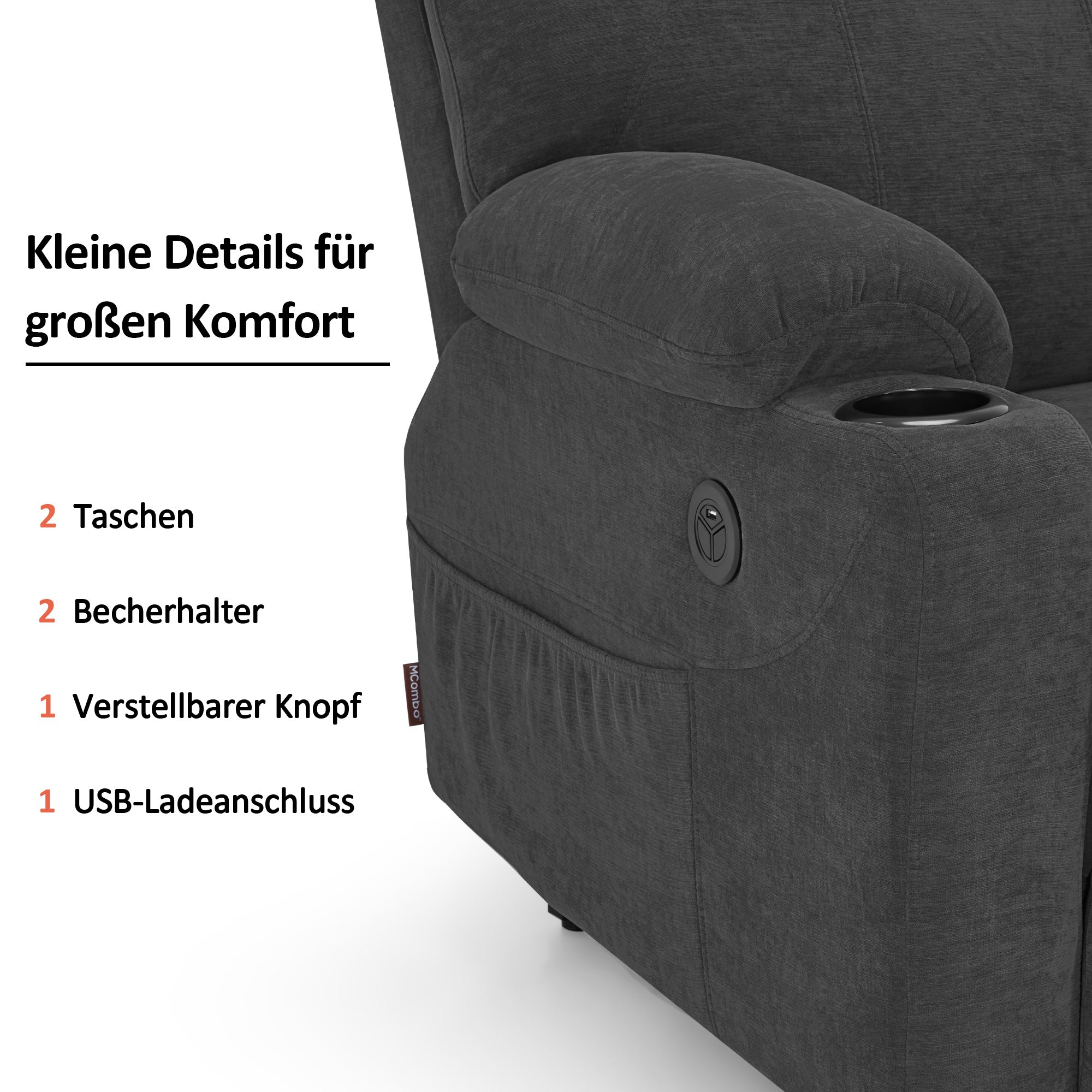 MCombo 7040 sta-op stoel grijs chenille